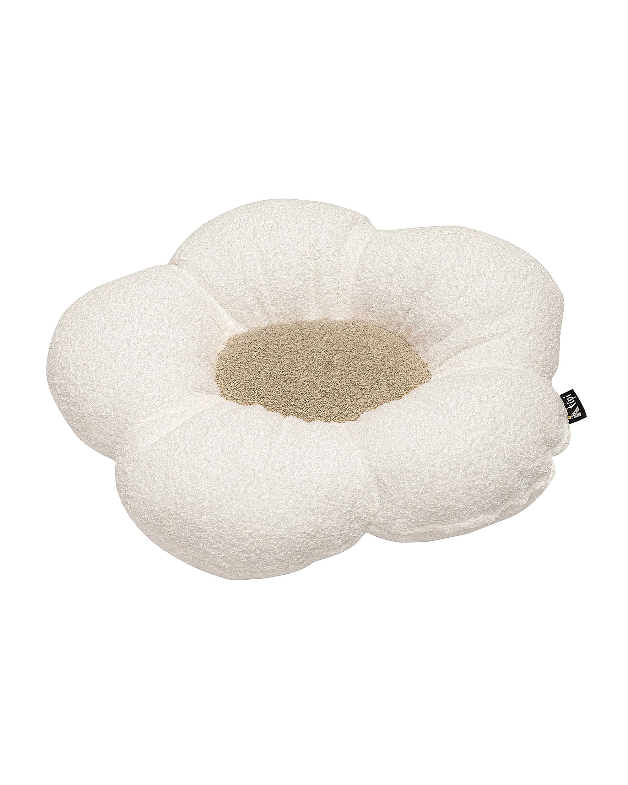 Coussin à fleur Mia II couleur blanc tissu tresse