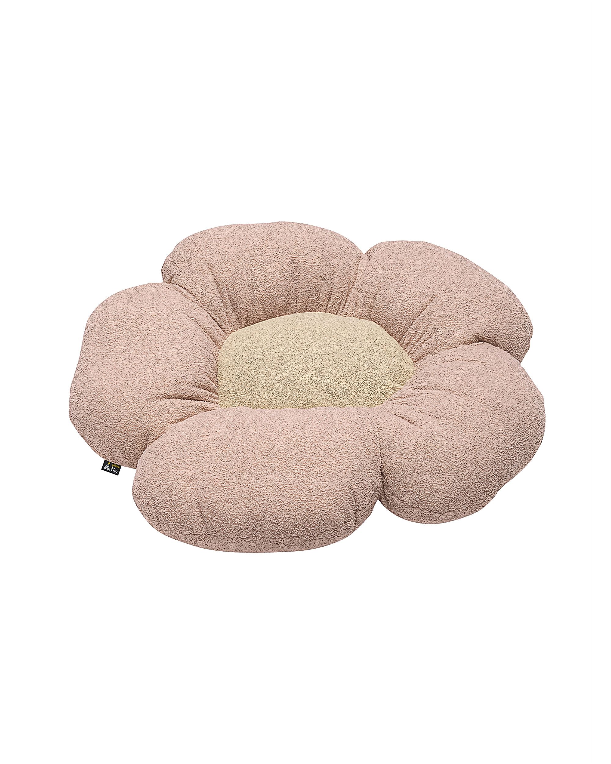 Coussin à fleur Mia II couleur rose tissu tresse