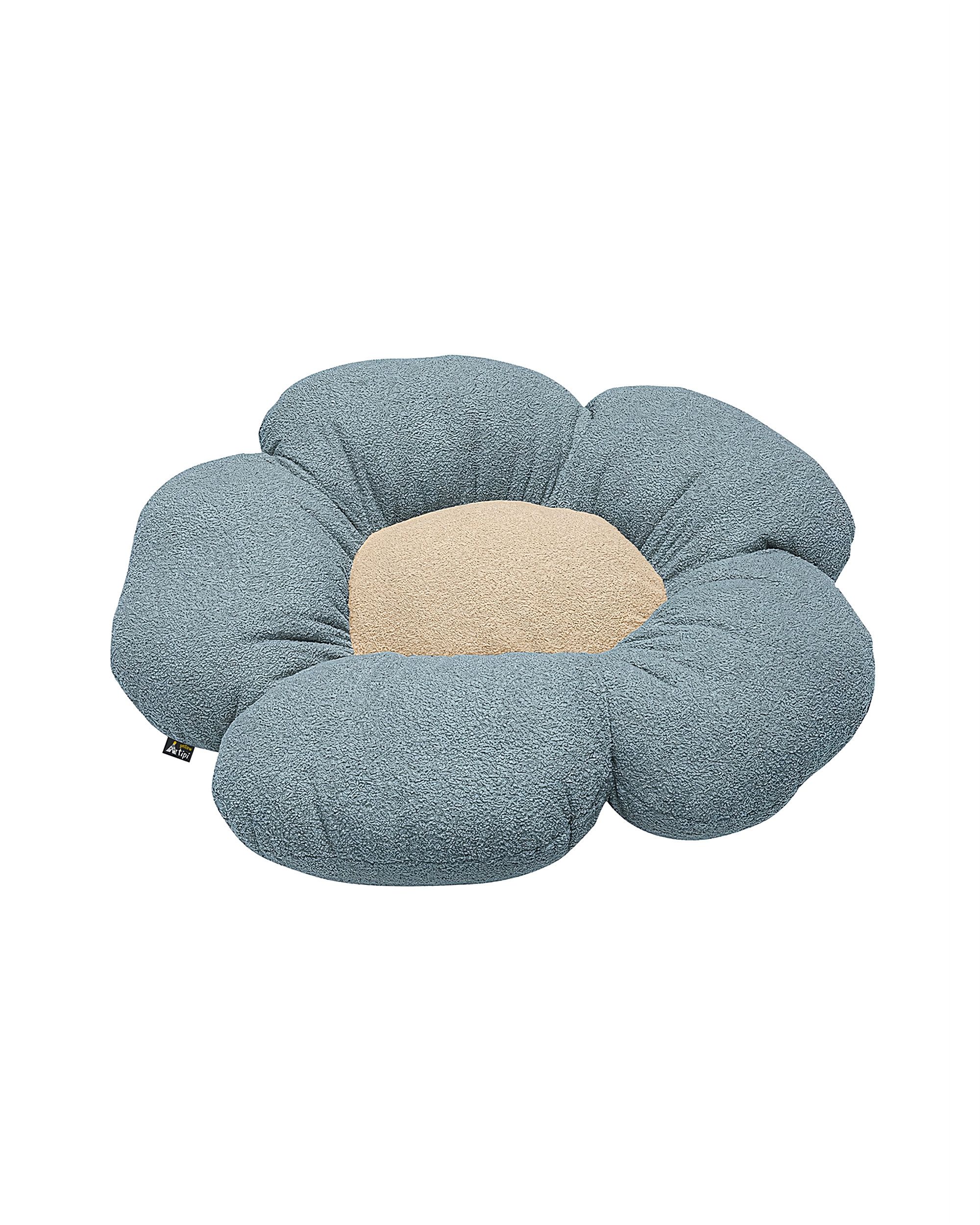 Coussin à fleur Mia II couleur bleu tissu tresse