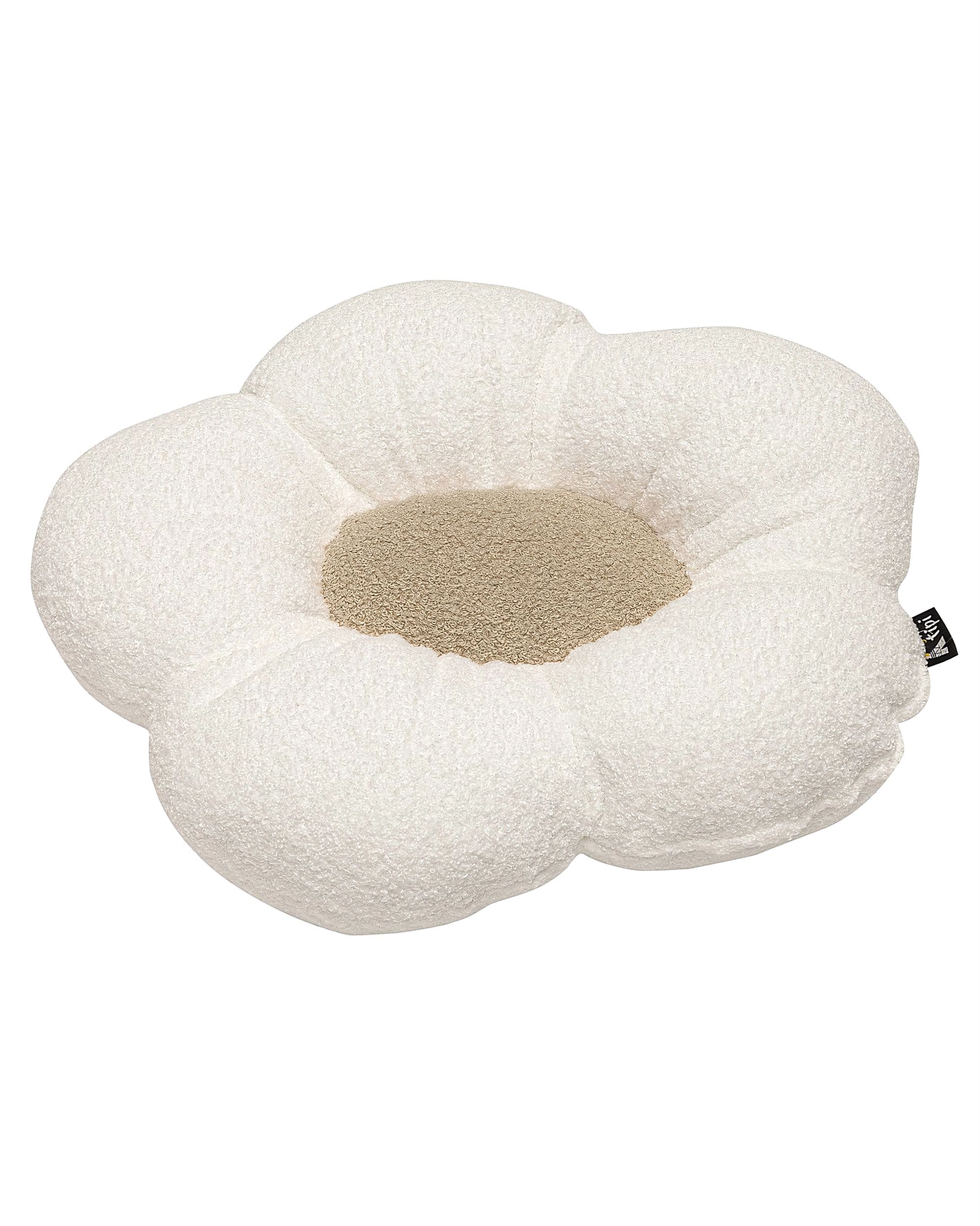 Coussin à fleurs Mia II XXL couleur blanc tissu tresse