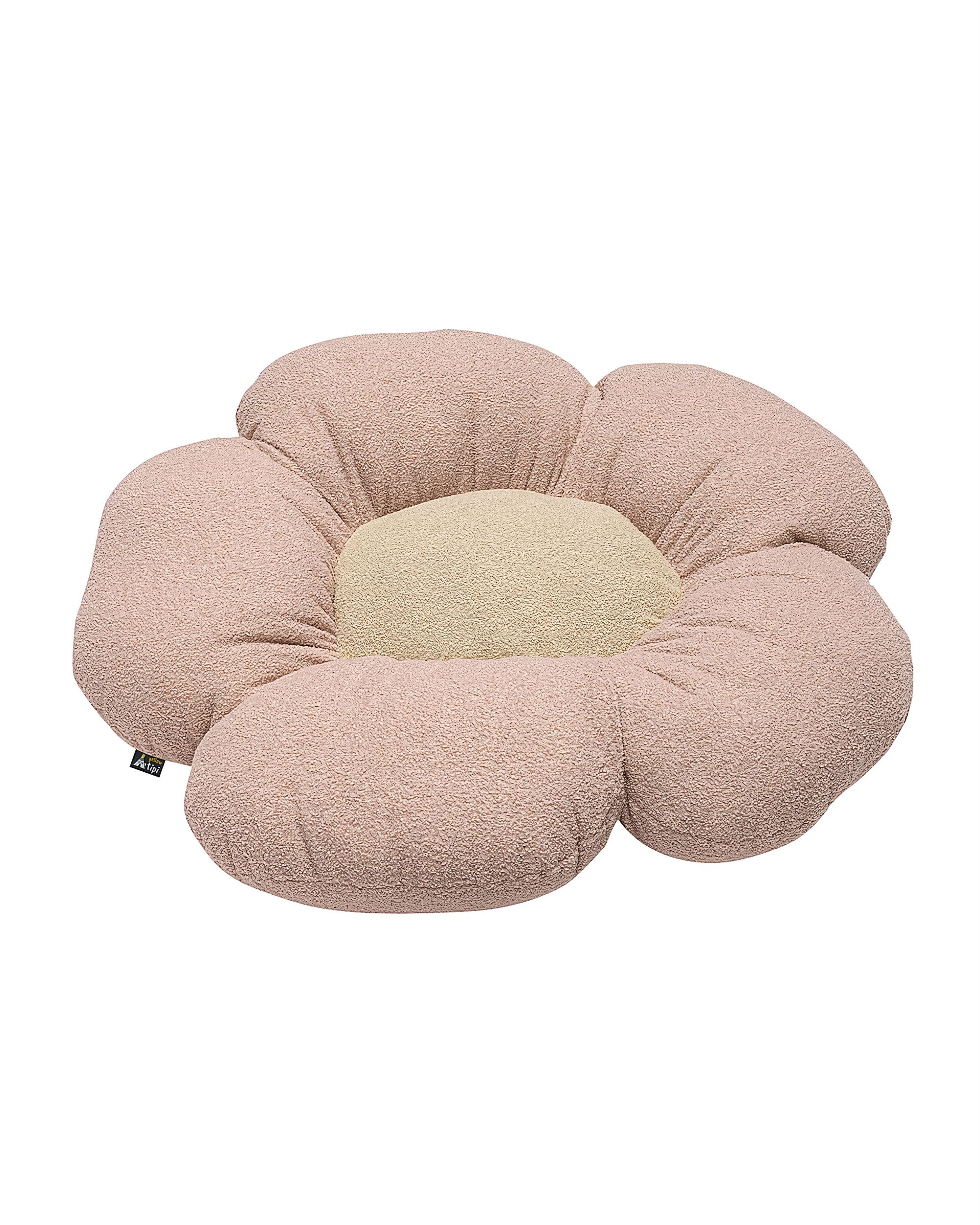 Coussin à fleurs Mia II XXL couleur rose tissu tresse