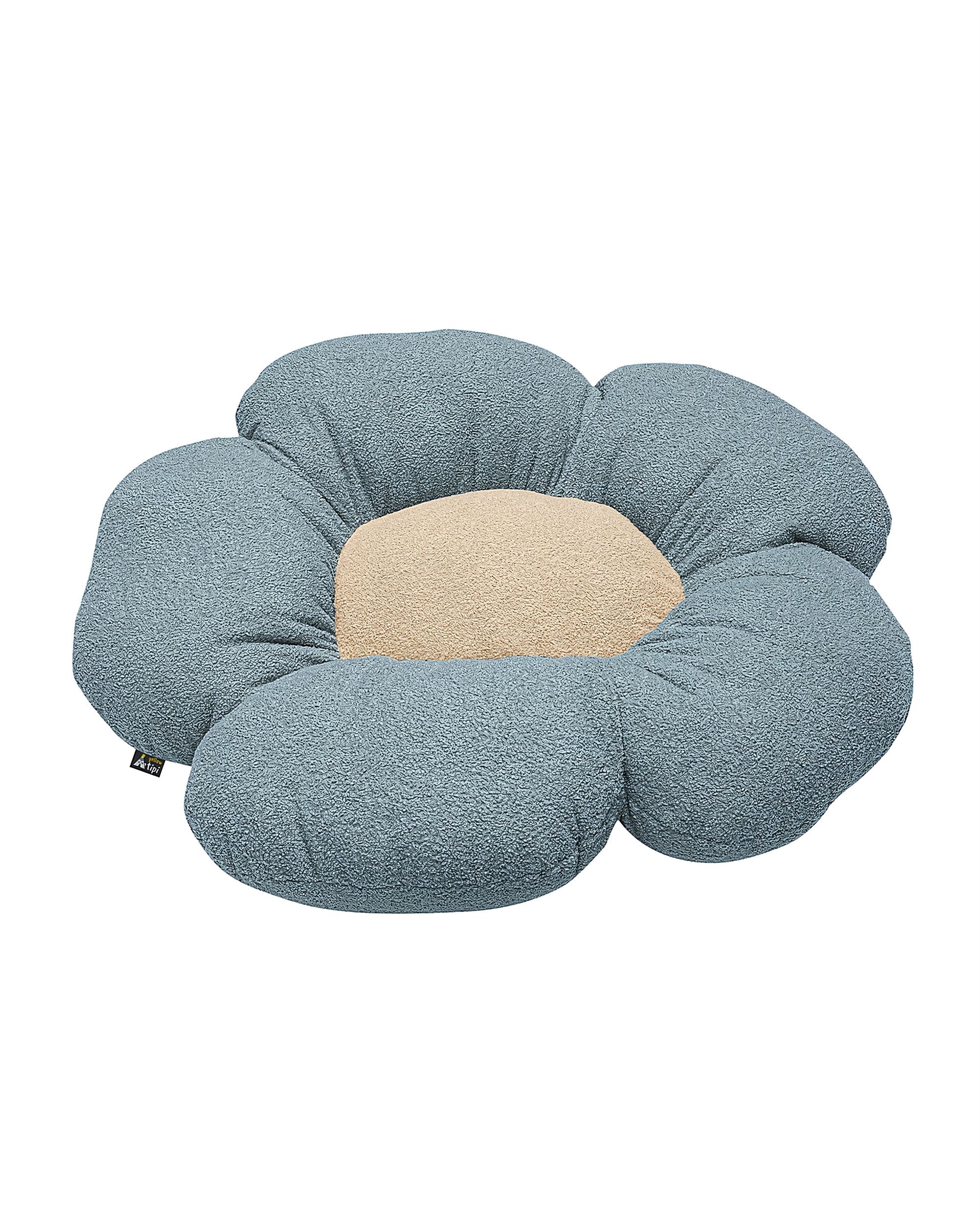 Coussin à fleurs Mia II XXL couleur bleu tissu tresse