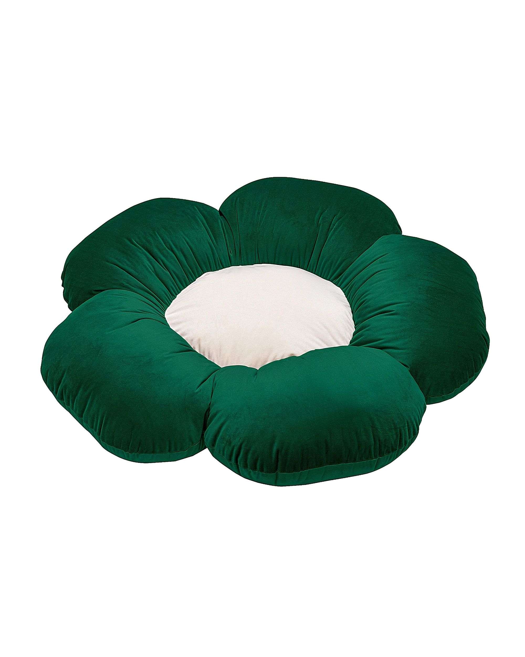 Coussin à fleurs Mia II XXL couleur vert tissu brillant, velours