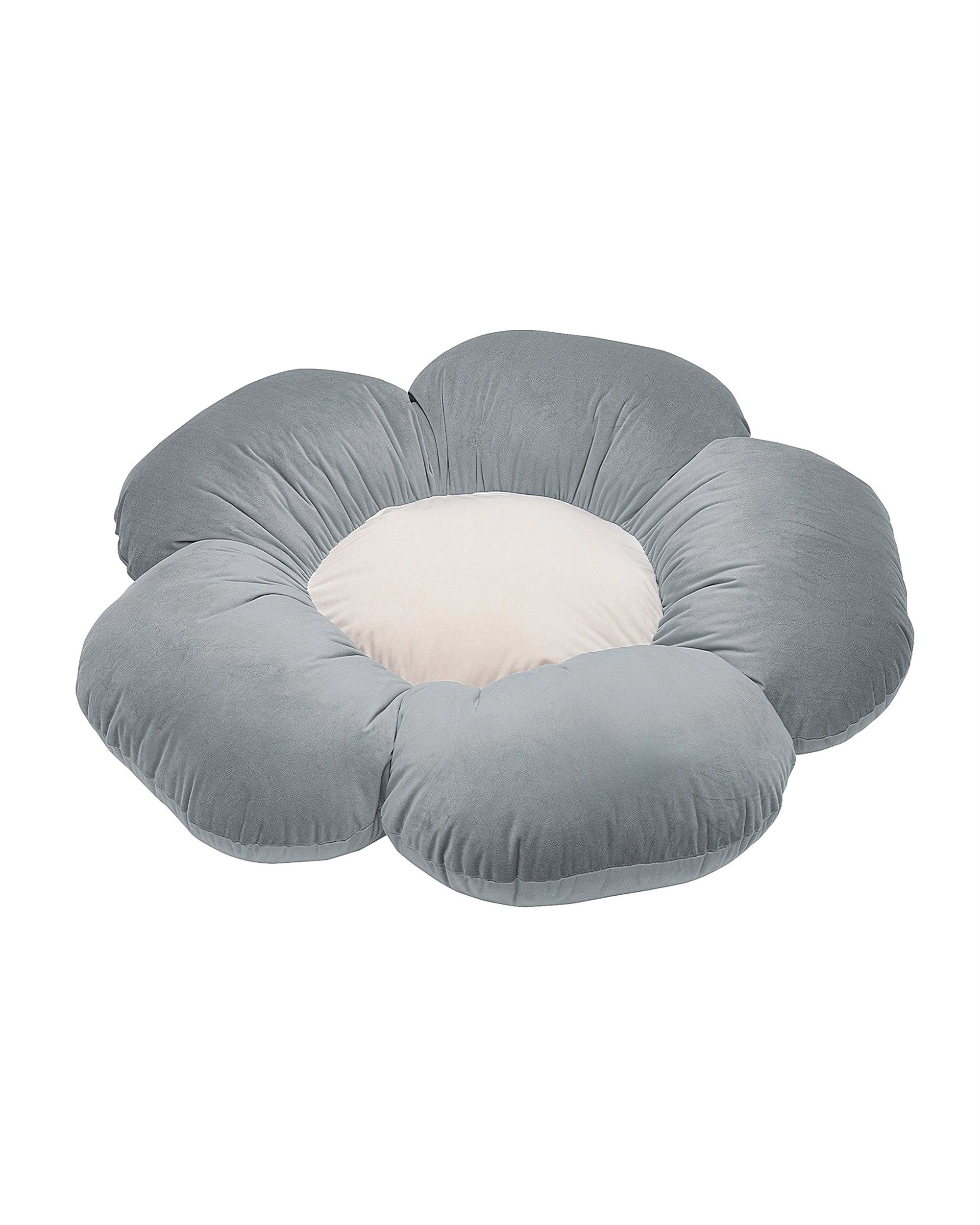 Coussin à fleurs Mia II XXL couleur gris tissu brillant, velours