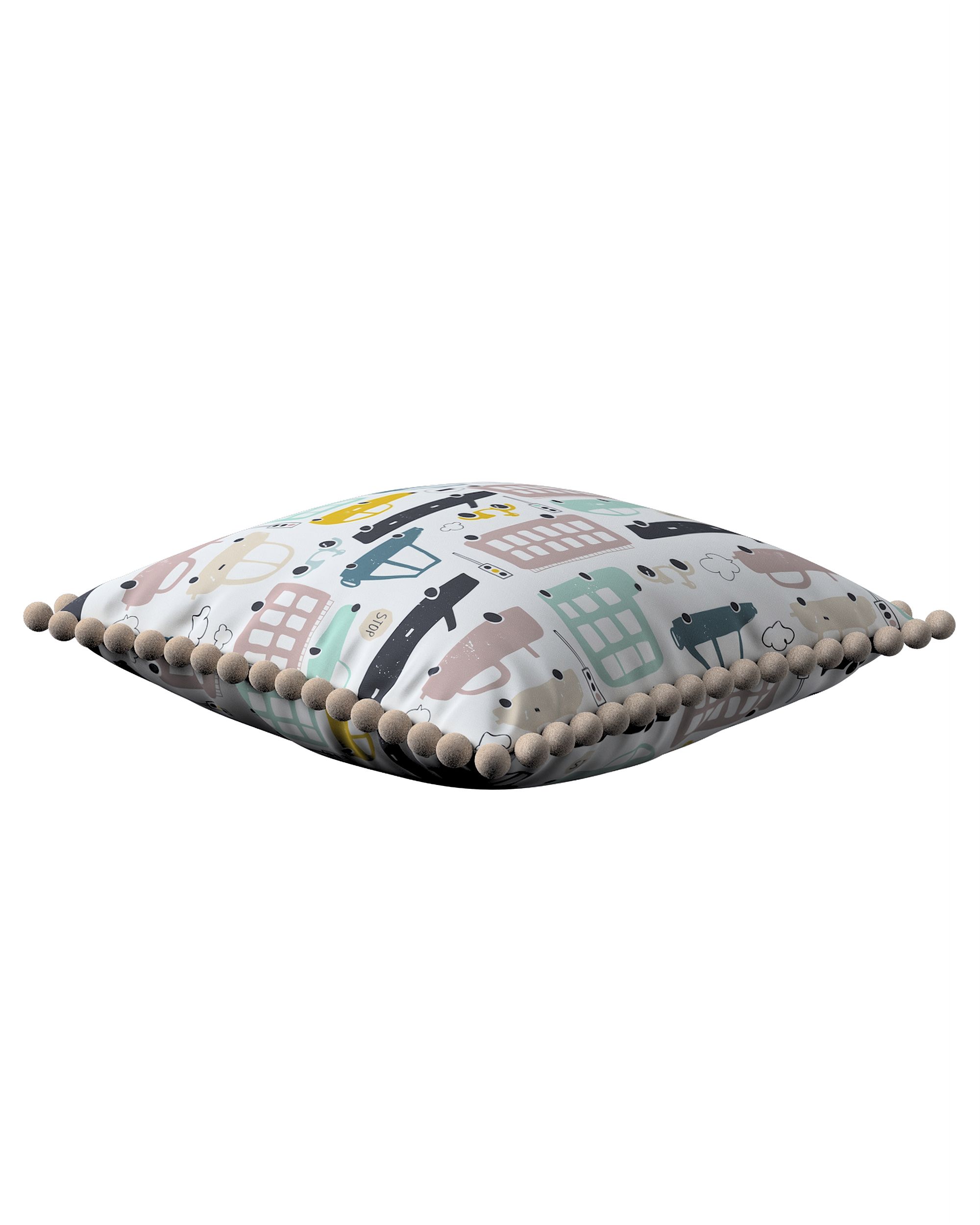 Housse de coussin Daisy couleur beige tissu à motifs (hover)