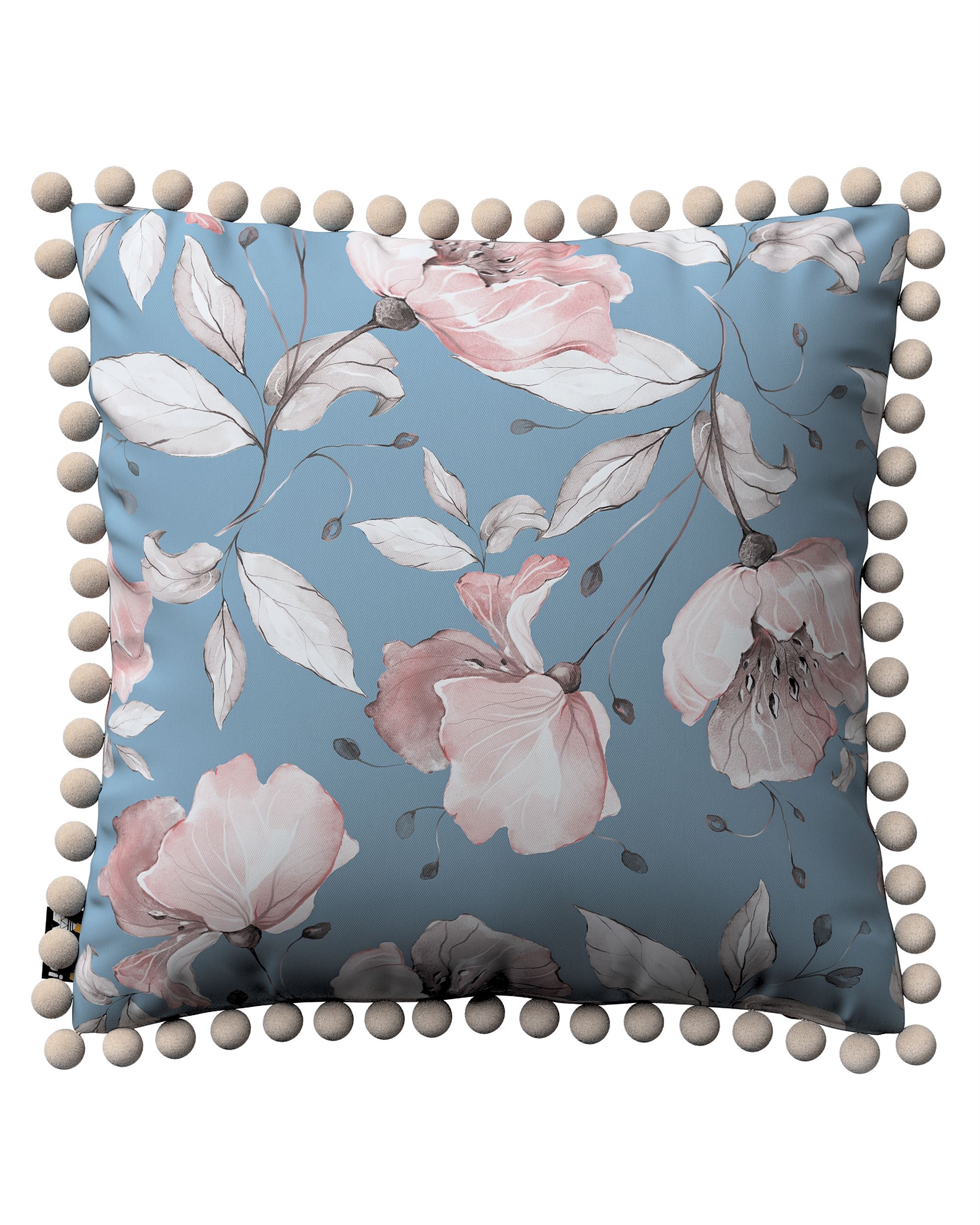 Housse de coussin Daisy couleur bleu tissu à motifs