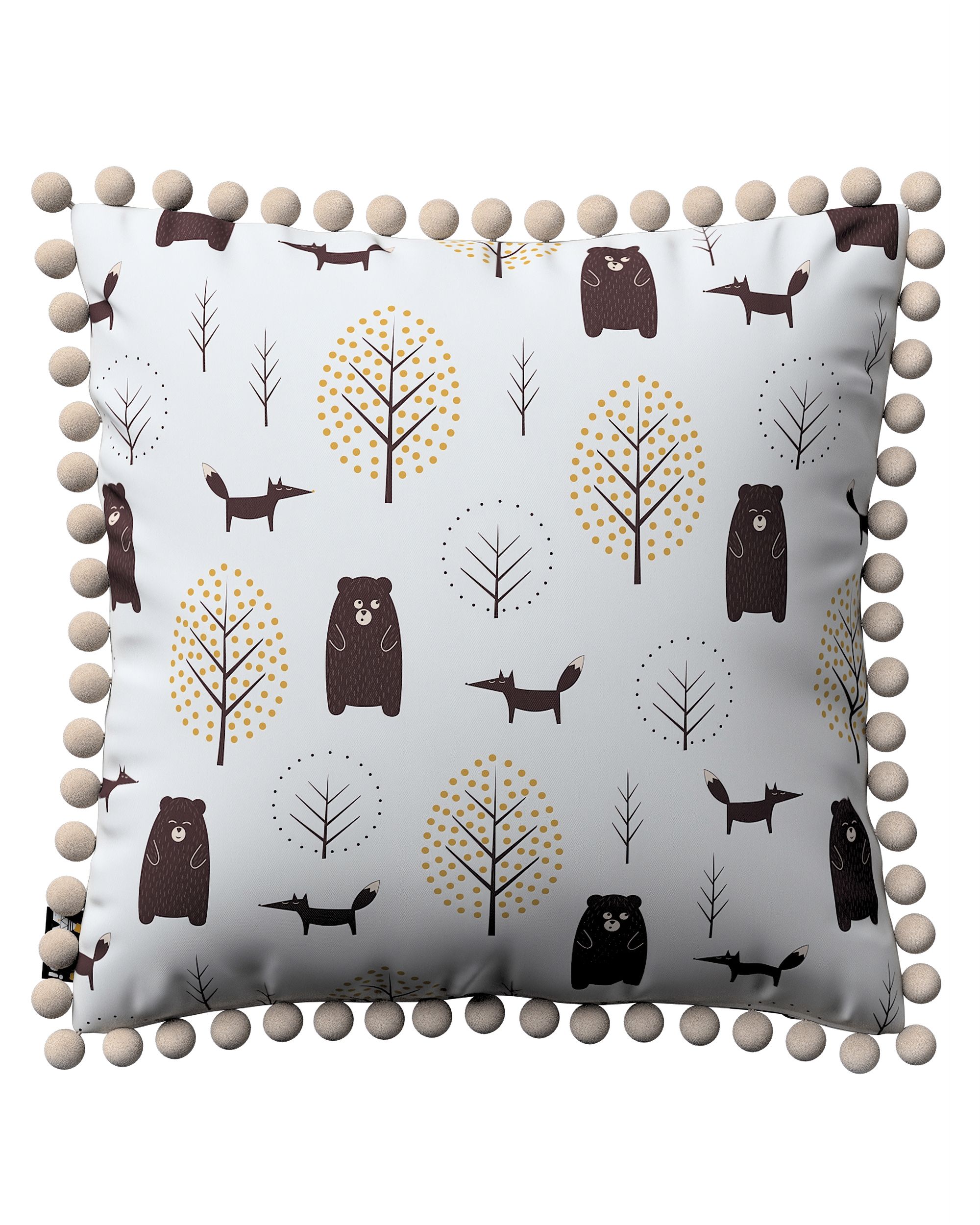 Housse de coussin Daisy couleur marron tissu à motifs