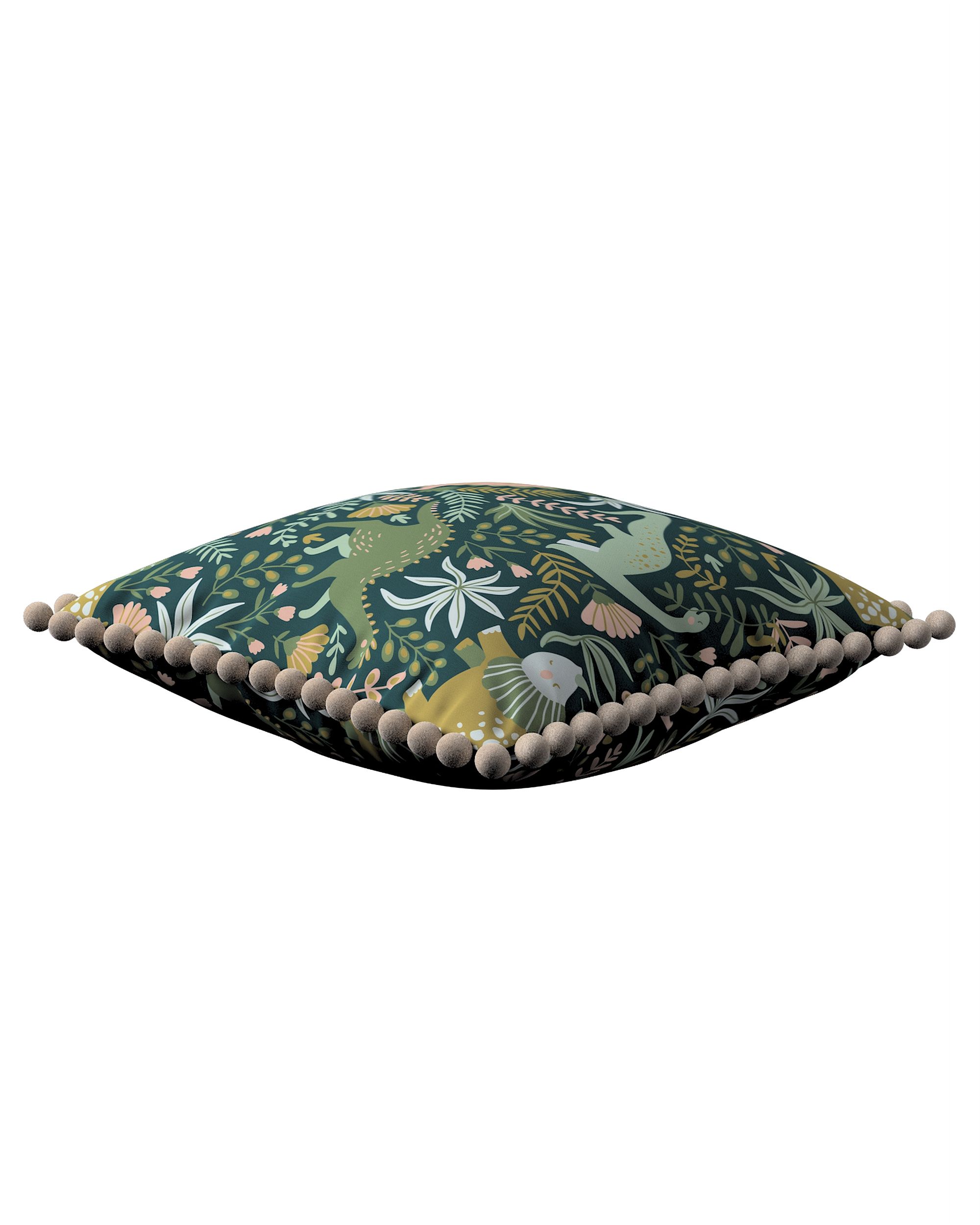 Housse de coussin Daisy couleur vert tissu à motifs (hover)