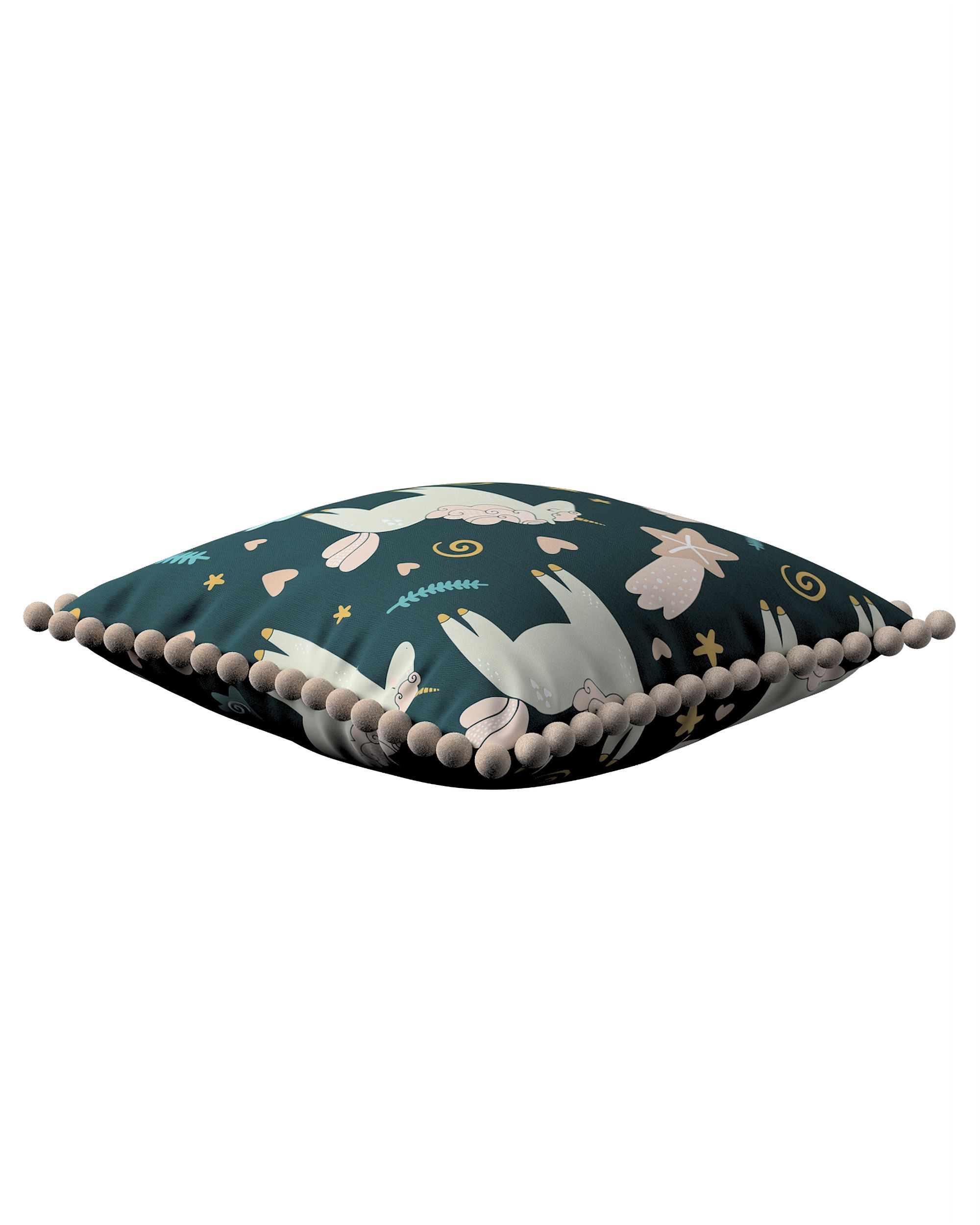 Housse de coussin Daisy couleur marron tissu à motifs (hover)