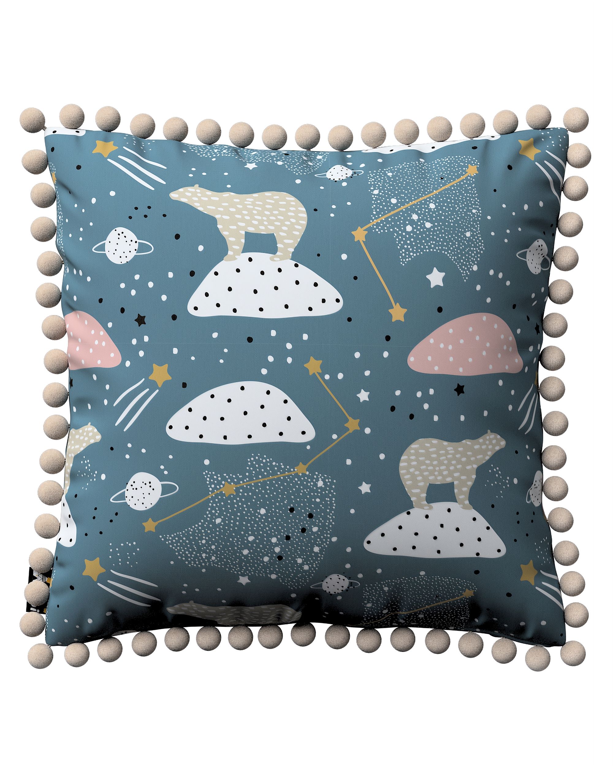 Housse de coussin Daisy couleur bleu tissu à motifs
