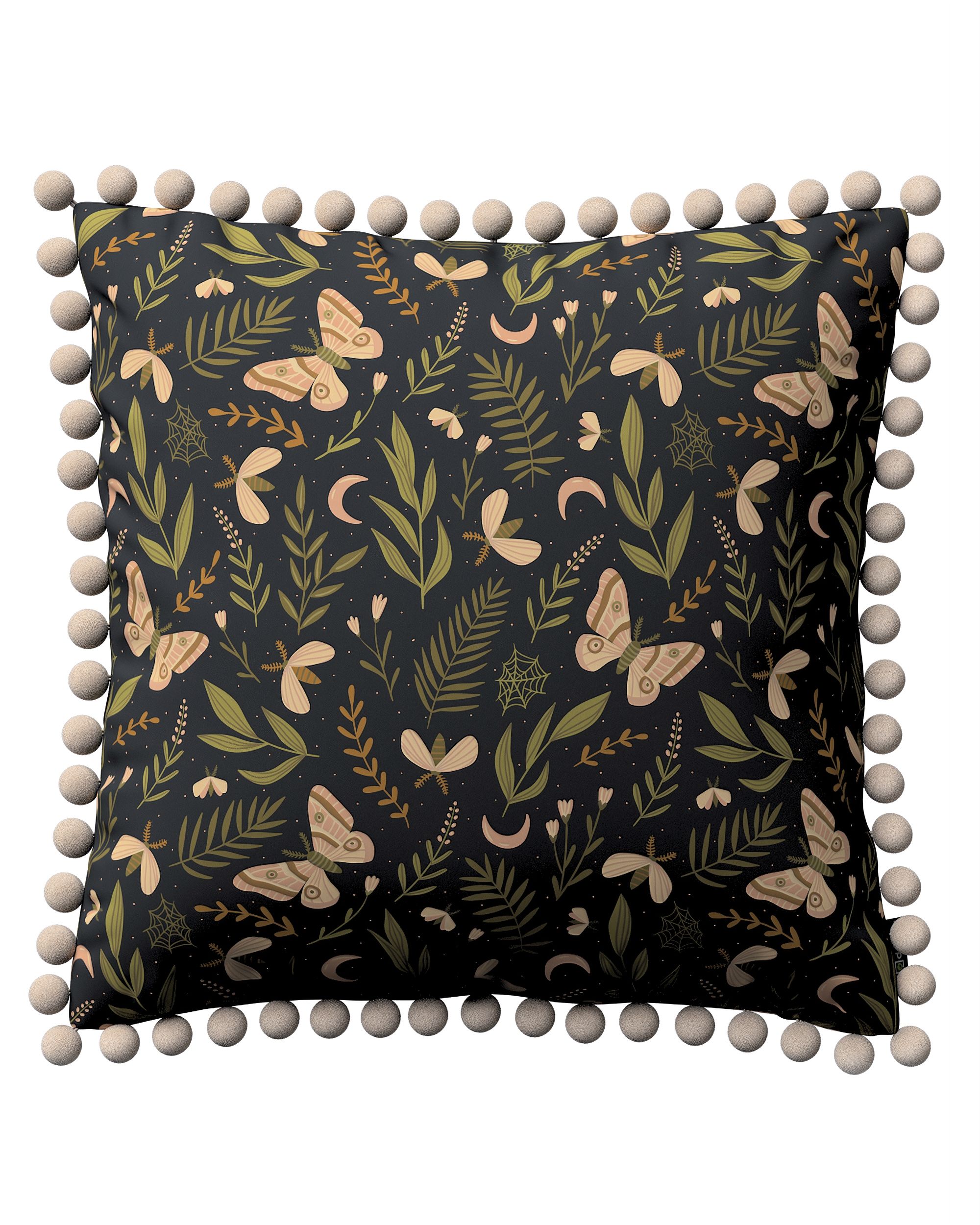 Housse de coussin Daisy couleur noir tissu à motifs
