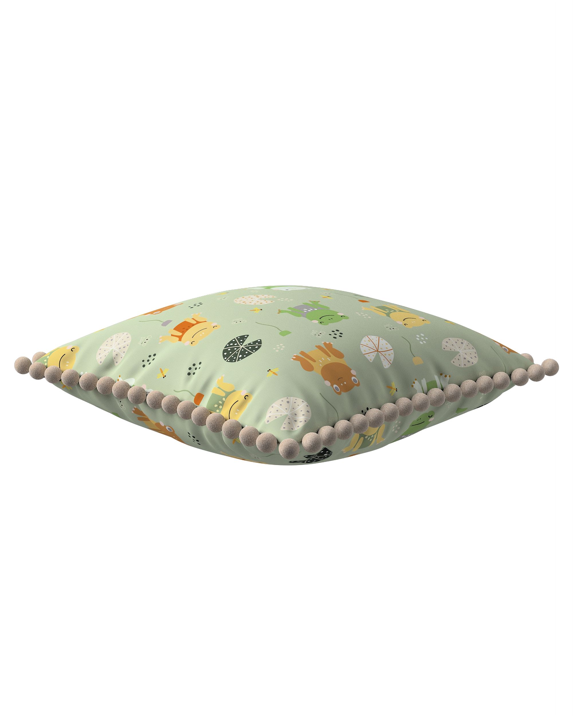 Housse de coussin Daisy couleur vert tissu à motifs (hover)