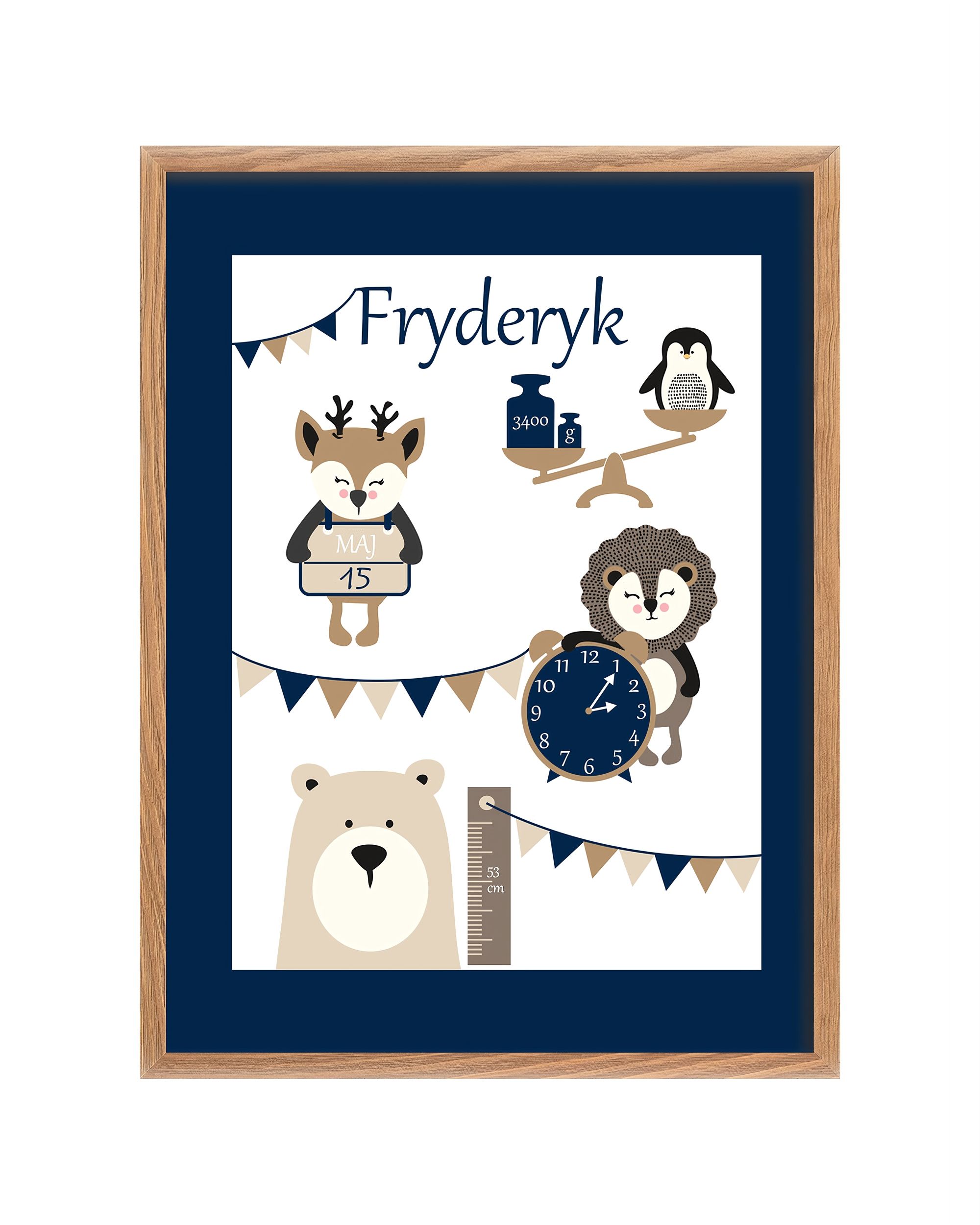Tableau de naissance personnalisé Grow Up blue