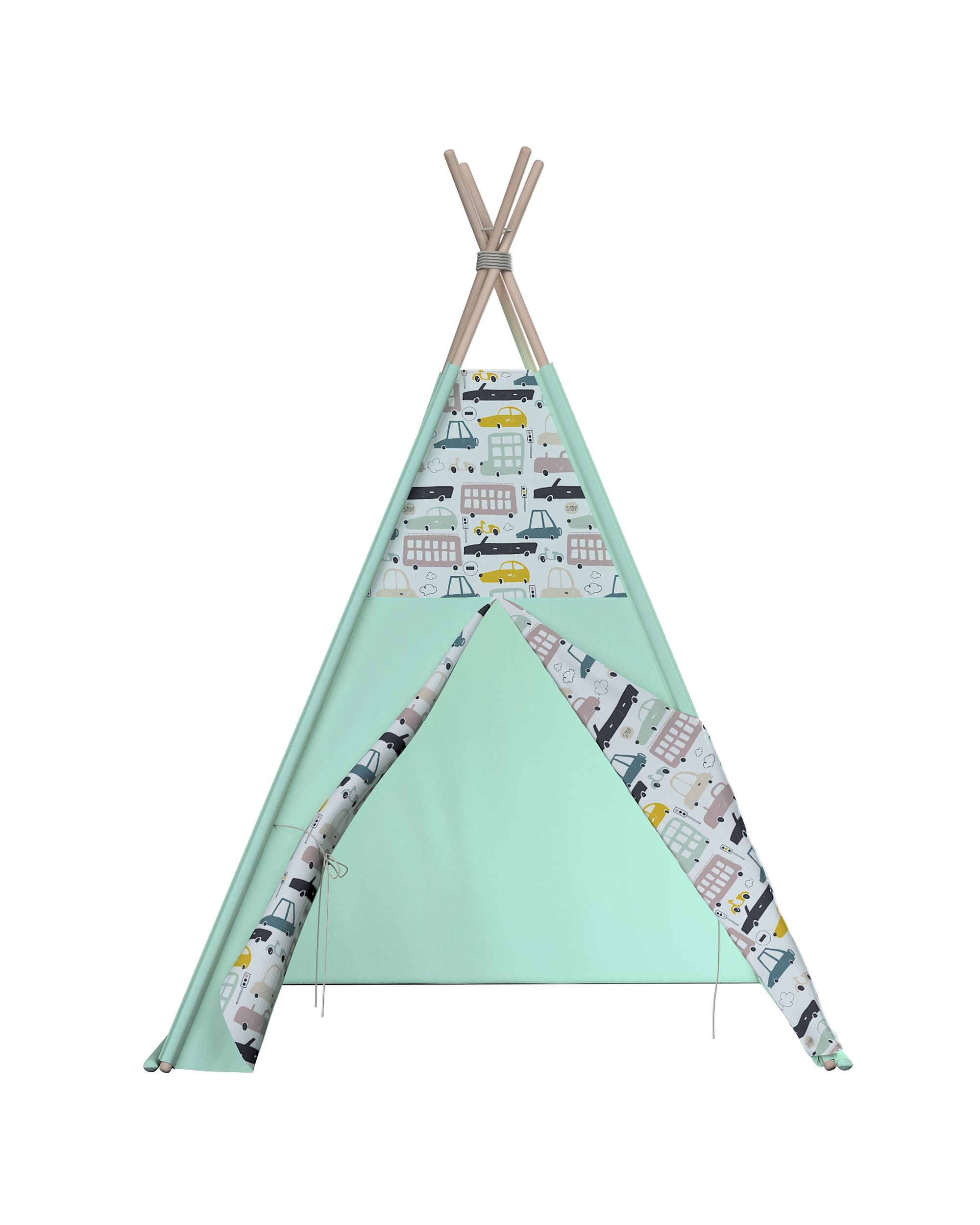 Tente de jeu Tipi couleur beige tissu à motifs (hover)