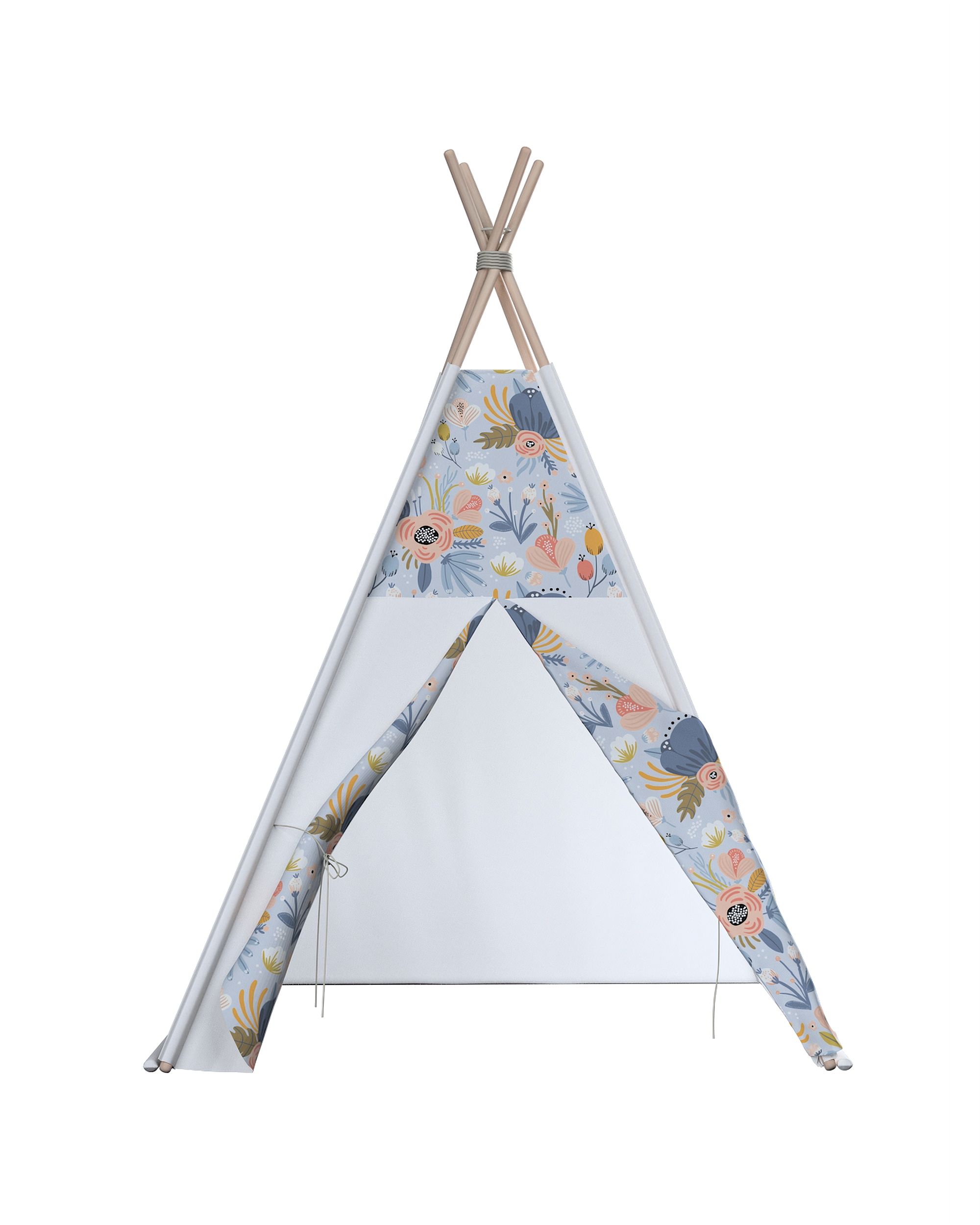 Tente de jeu Tipi couleur bleu tissu à motifs (hover)