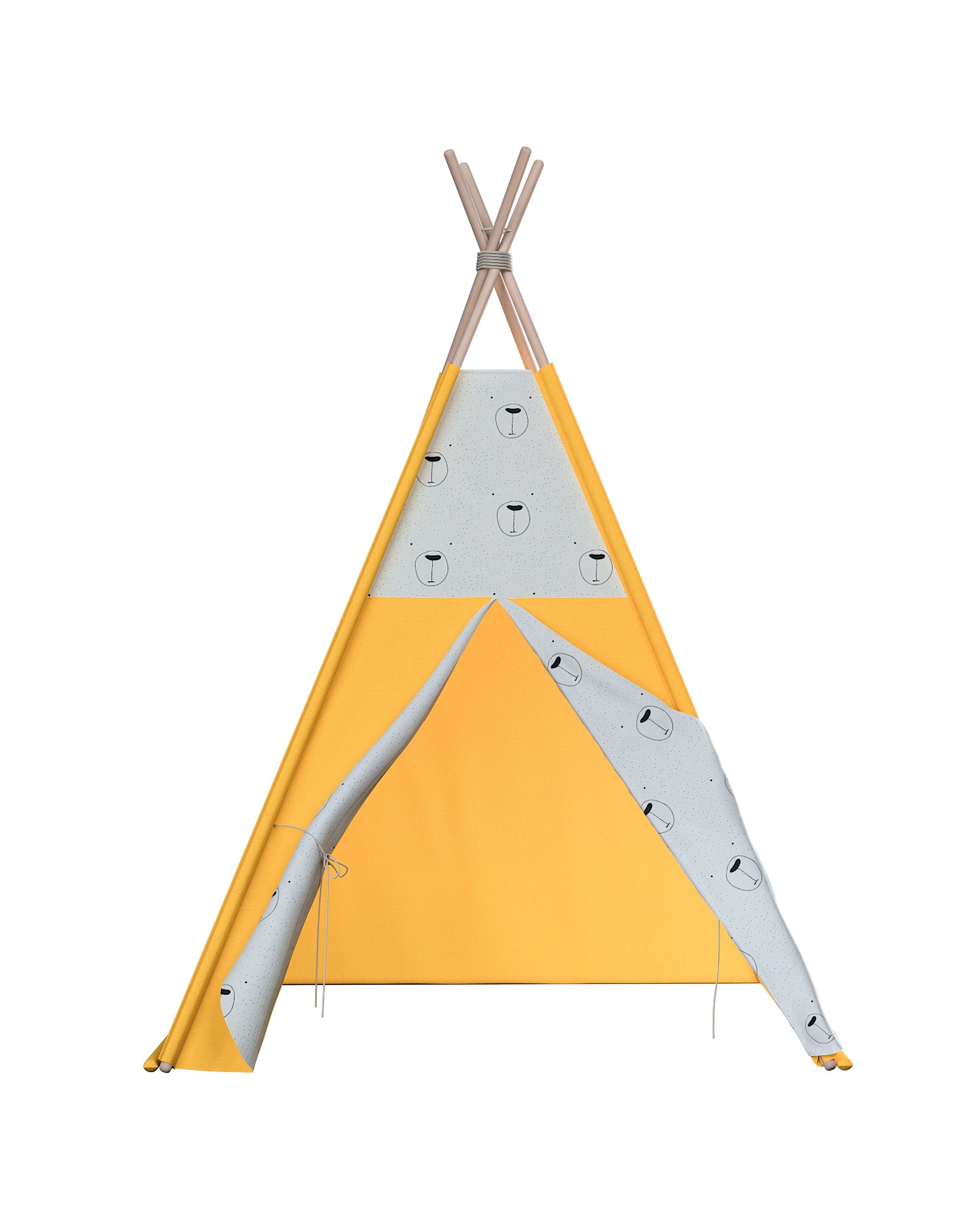 Tente de jeu Tipi couleur blanc tissu à motifs (hover)