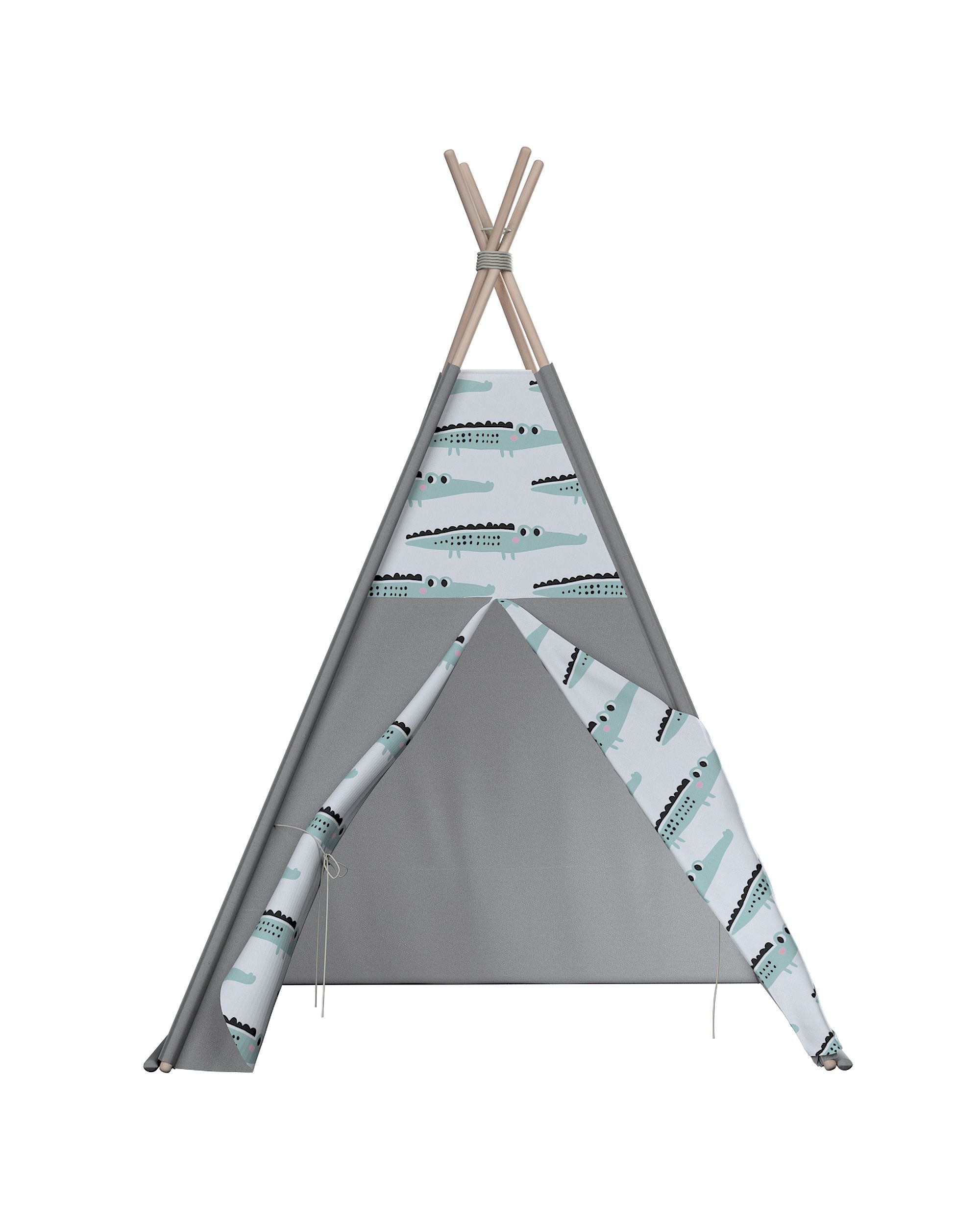 Tente de jeu Tipi couleur vert tissu à motifs (hover)