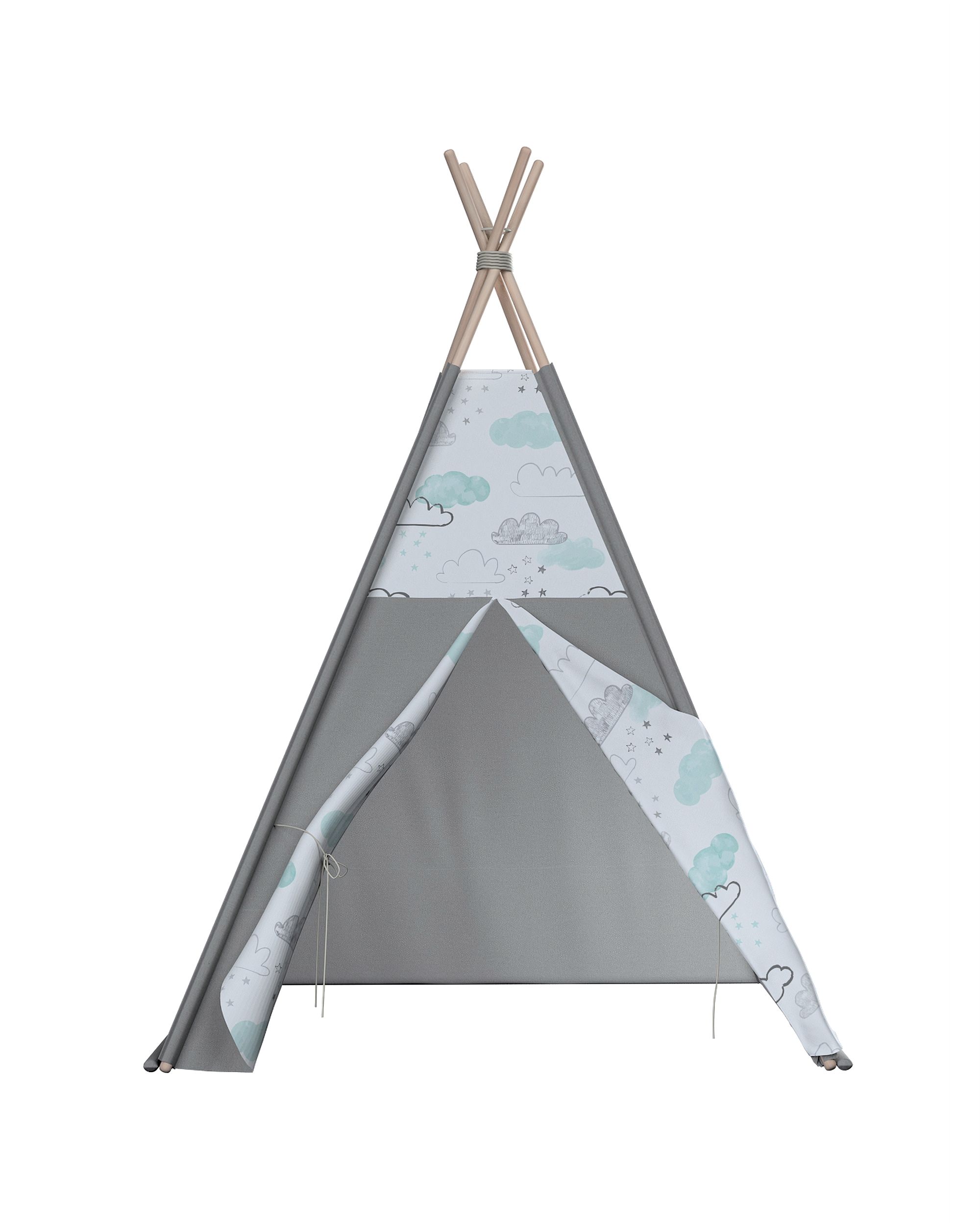 Tente de jeu Tipi couleur blanc tissu à motifs (hover)