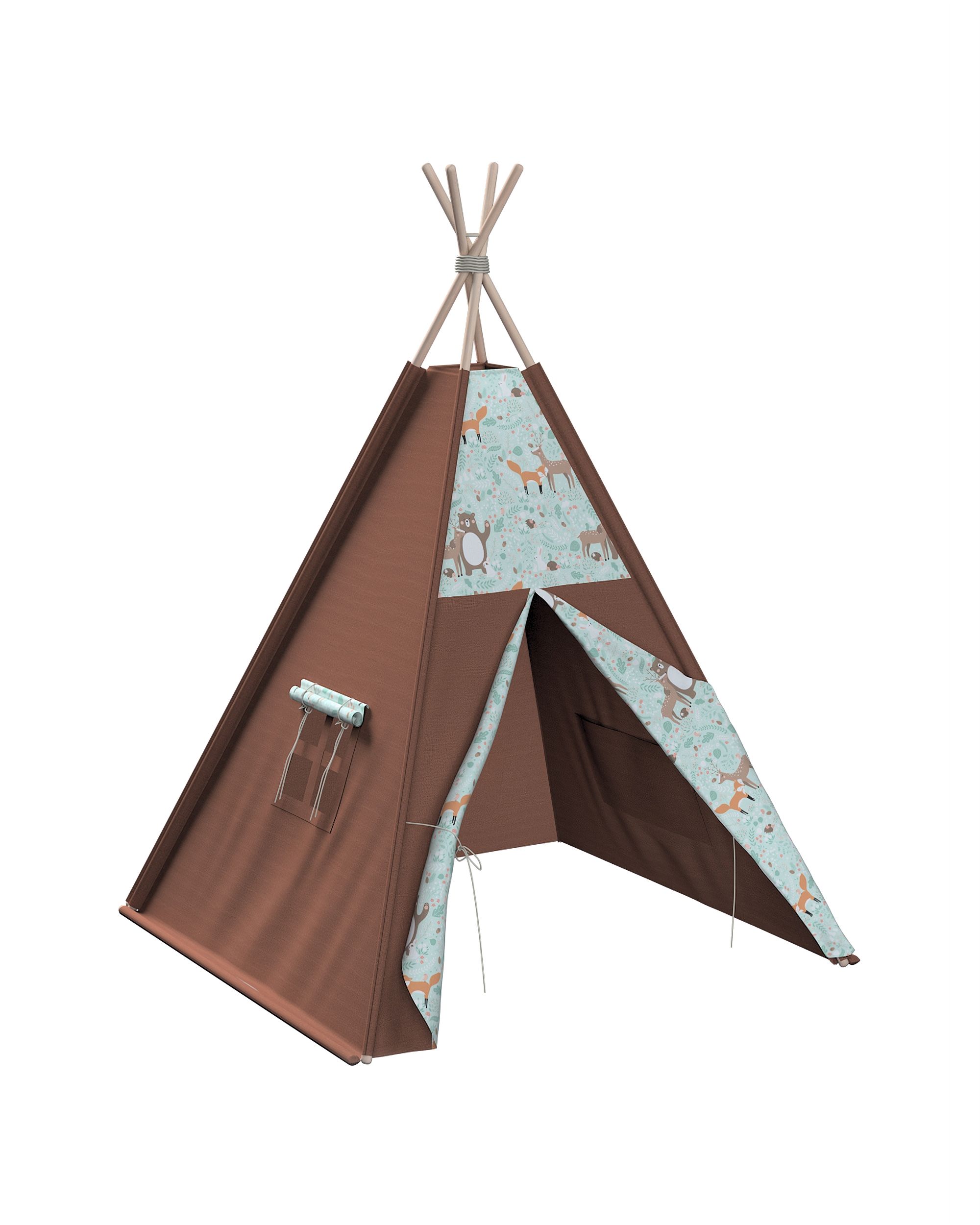 Tente de jeu Tipi couleur vert tissu à motifs