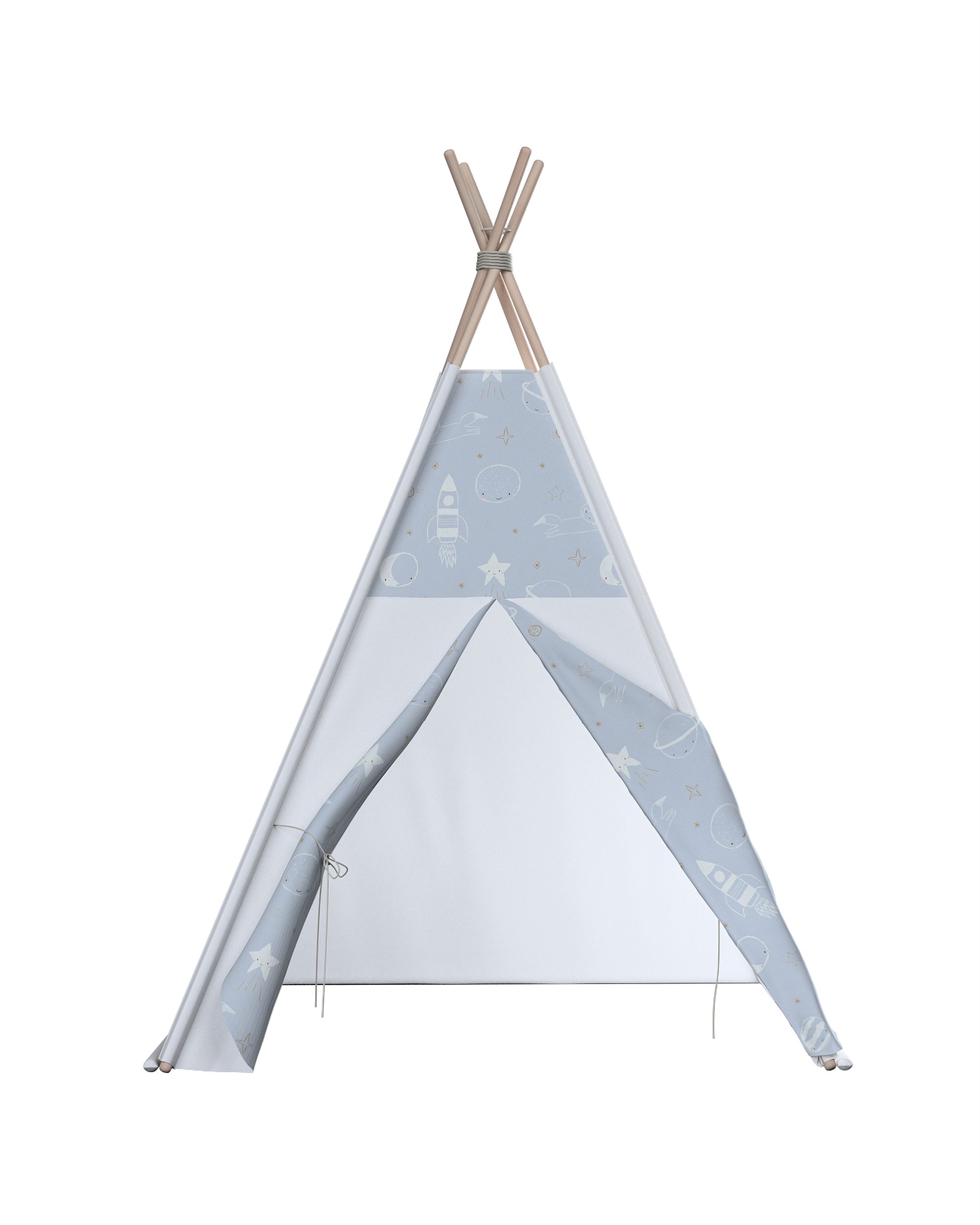 Tente de jeu Tipi couleur bleu tissu à motifs (hover)