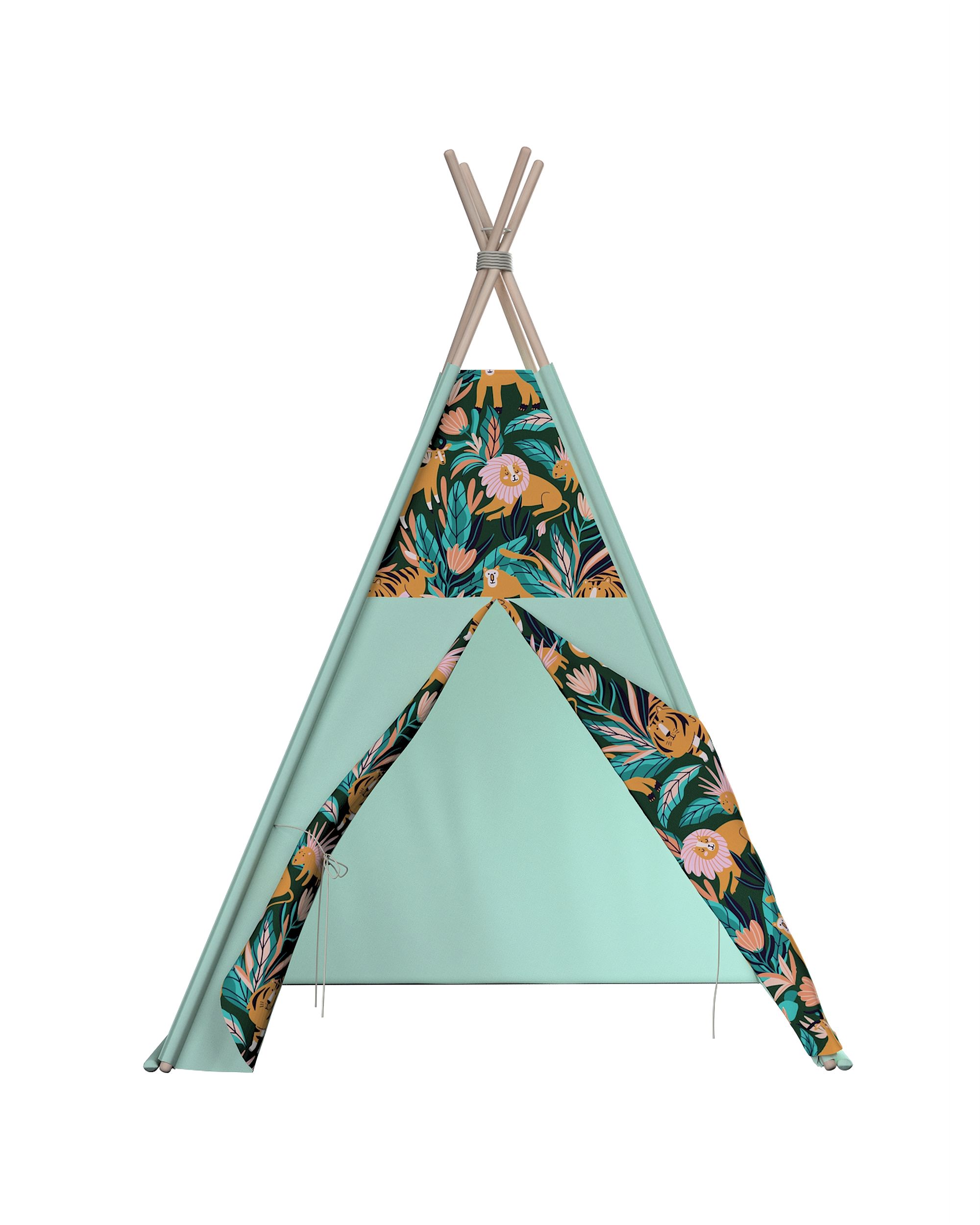Tente de jeu Tipi couleur orange tissu à motifs (hover)