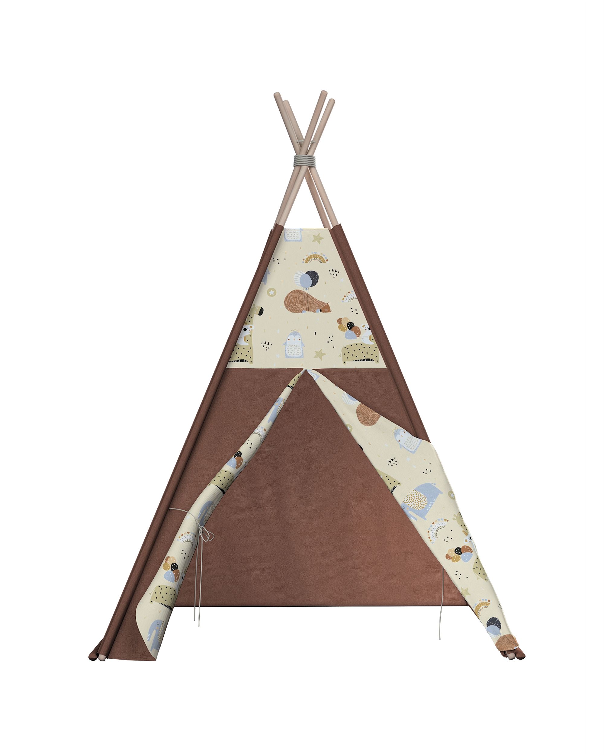 Tente de jeu Tipi couleur beige tissu à motifs (hover)