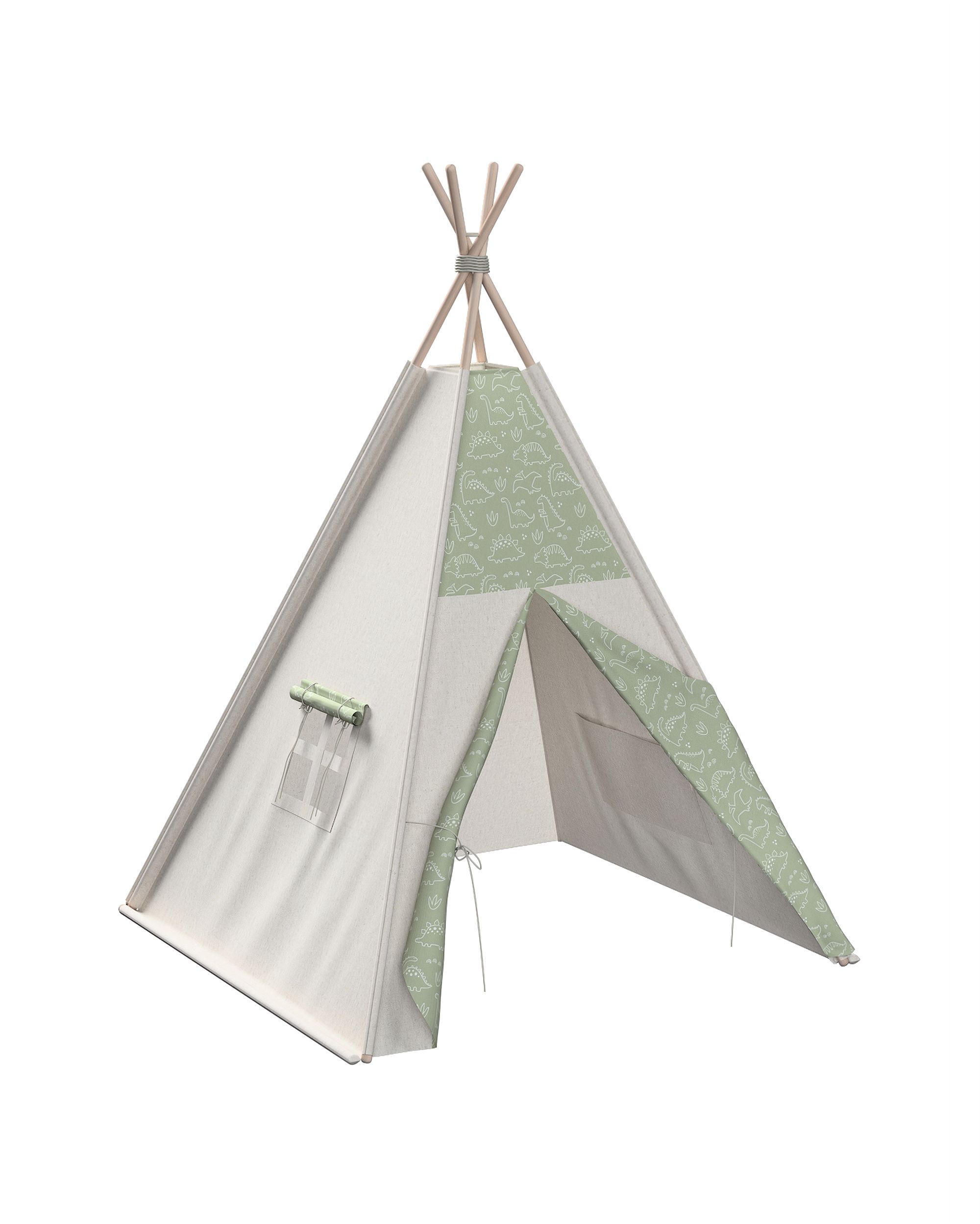 Tente de jeu Tipi couleur vert tissu à motifs