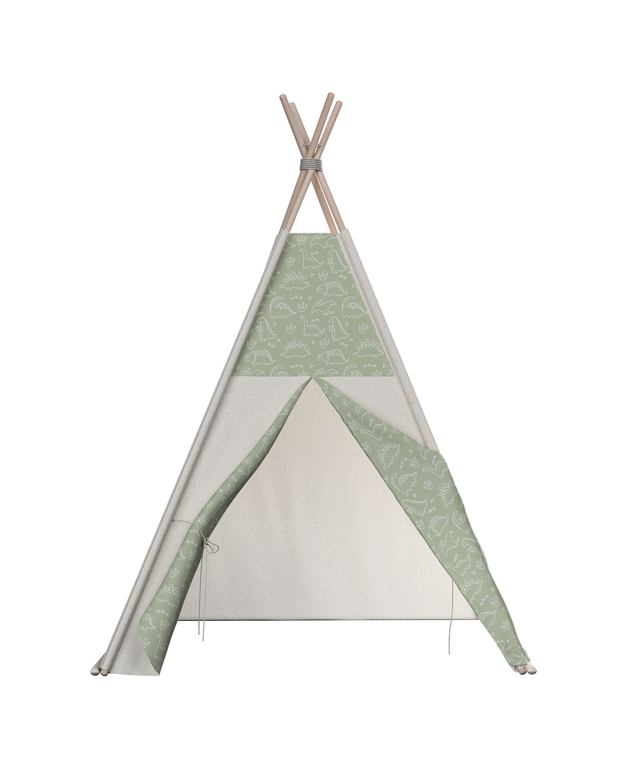 Tente de jeu Tipi couleur vert tissu à motifs (hover)