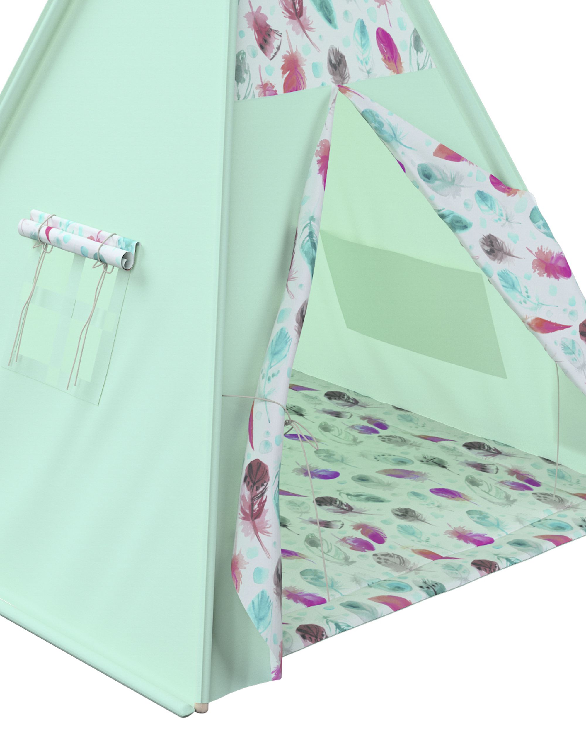 Tapis de tipi 110x110cm couleur bleu tissu à motifs (hover)