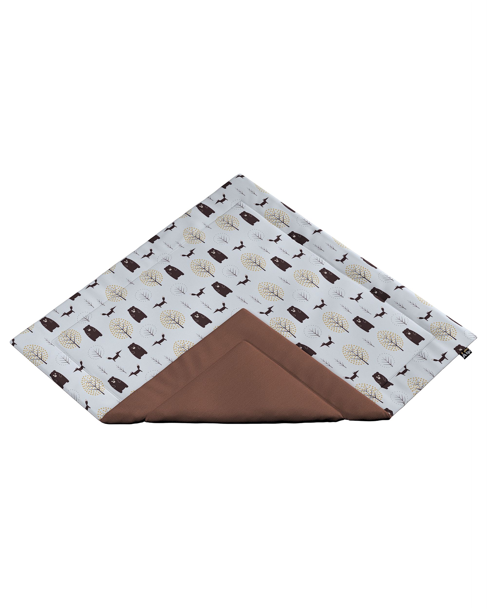 Tapis de tipi 110x110cm couleur marron tissu à motifs