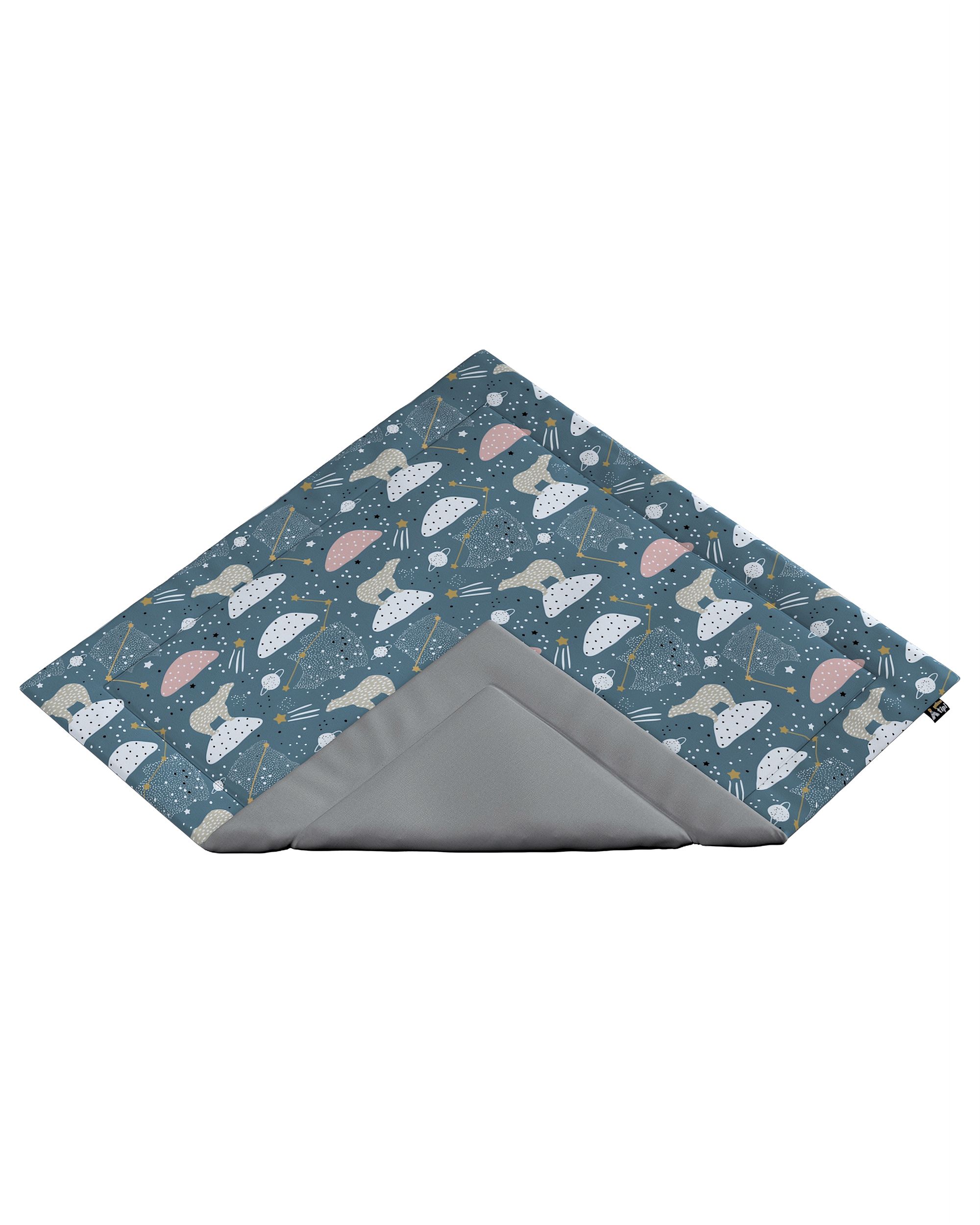 Tapis de tipi 110x110cm couleur bleu tissu à motifs
