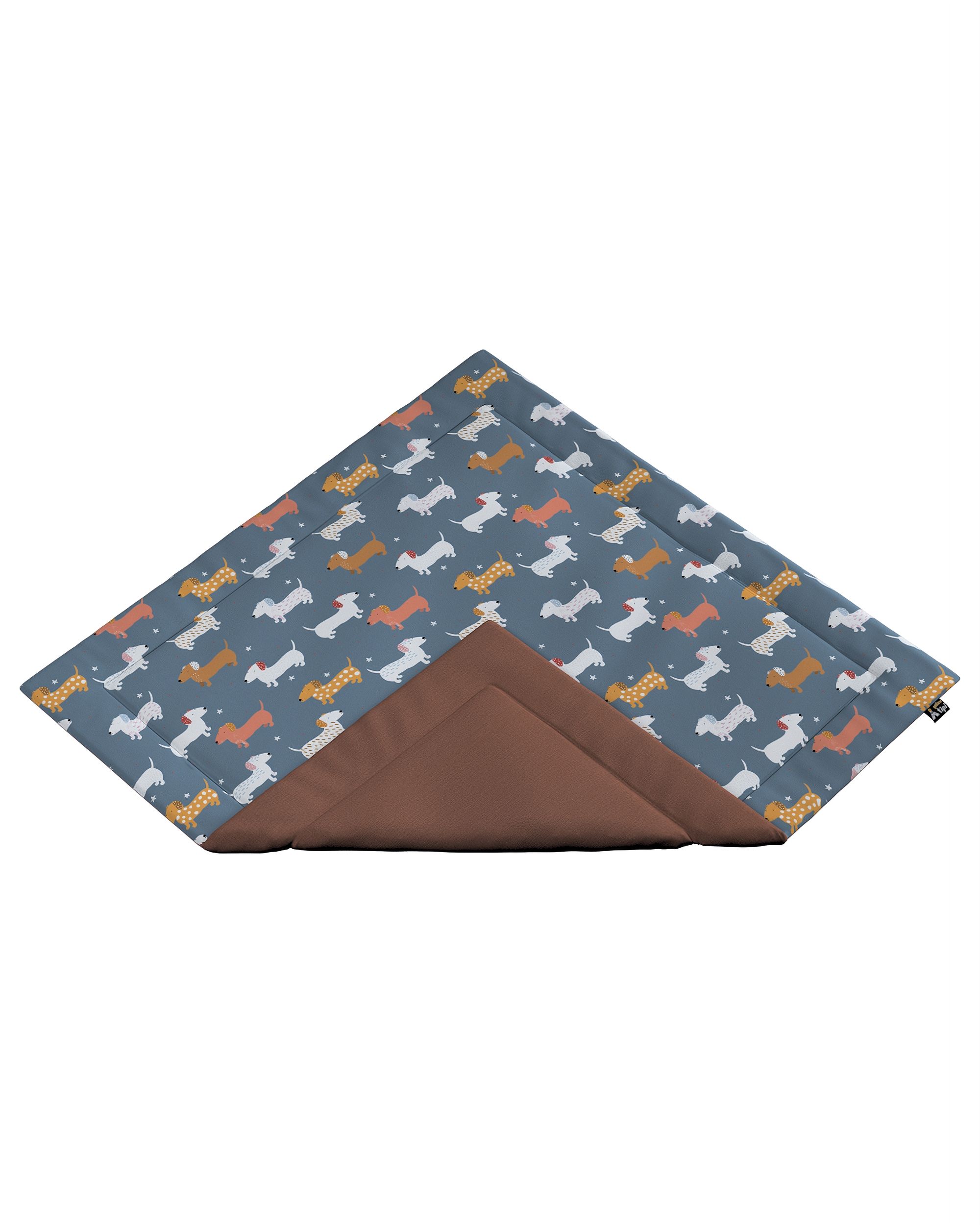 Tapis de tipi 110x110cm couleur bleu tissu à motifs