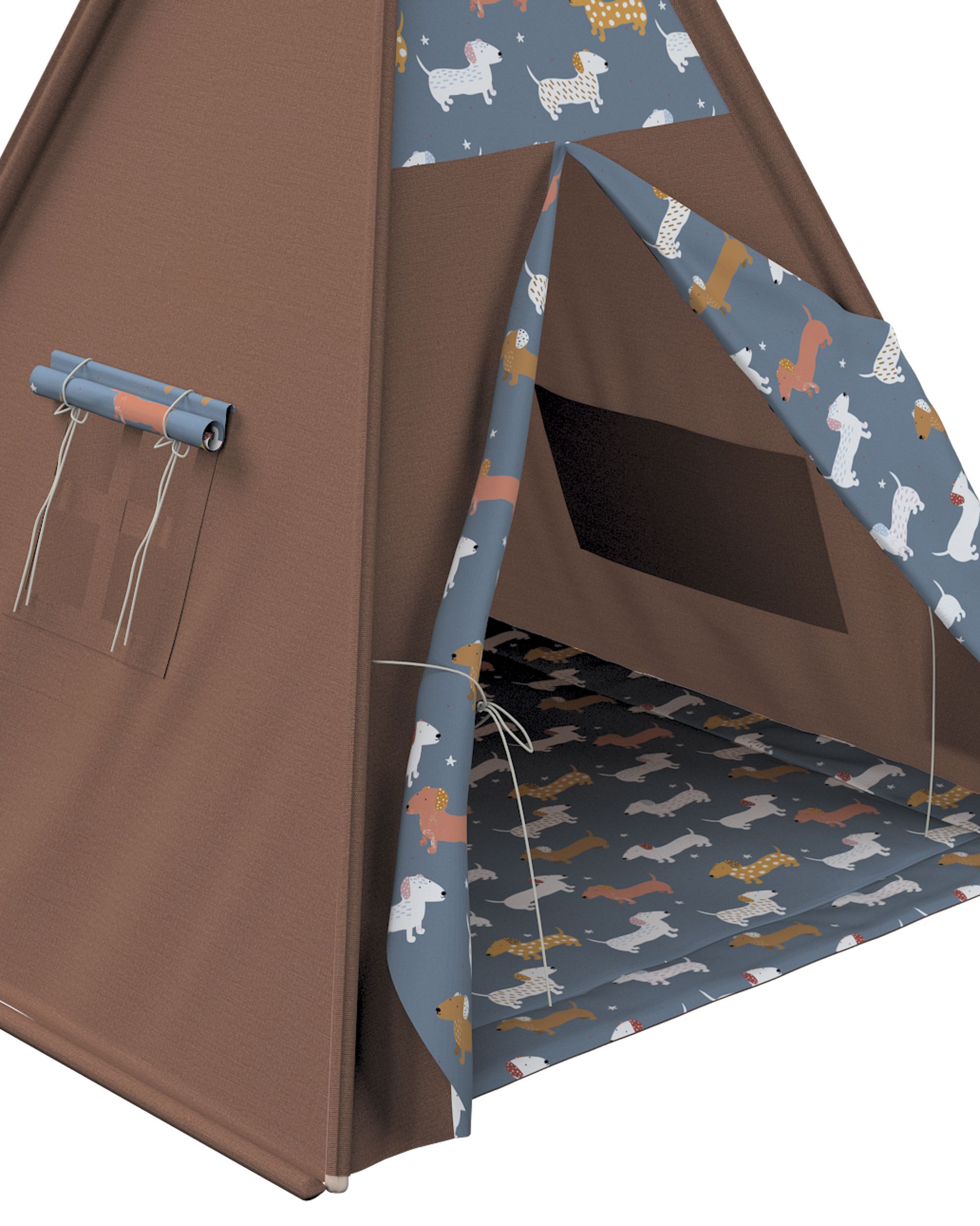 Tapis de tipi 110x110cm couleur bleu tissu à motifs (hover)