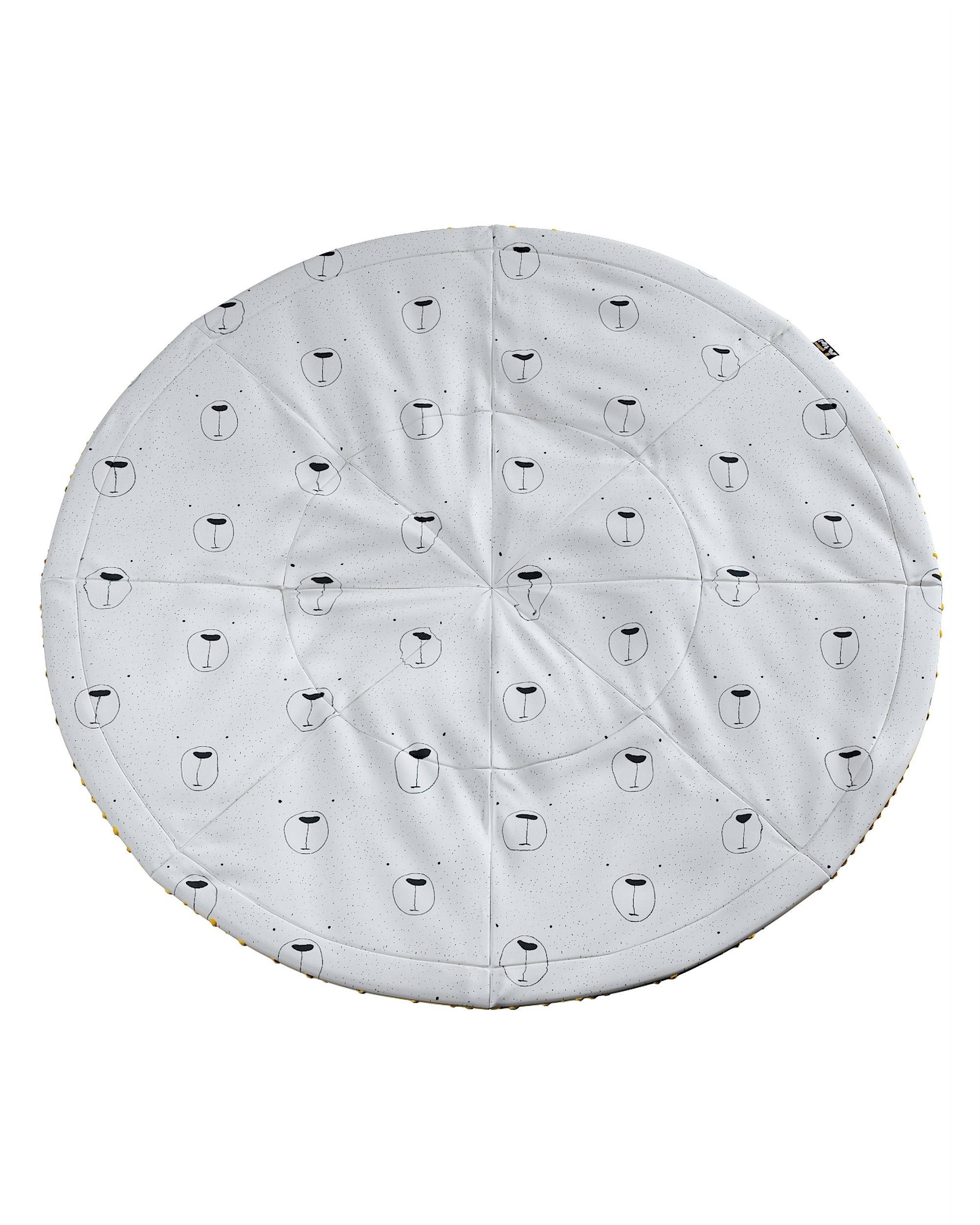 Tapis de jeu rond 130cm couleur blanc tissu à motifs