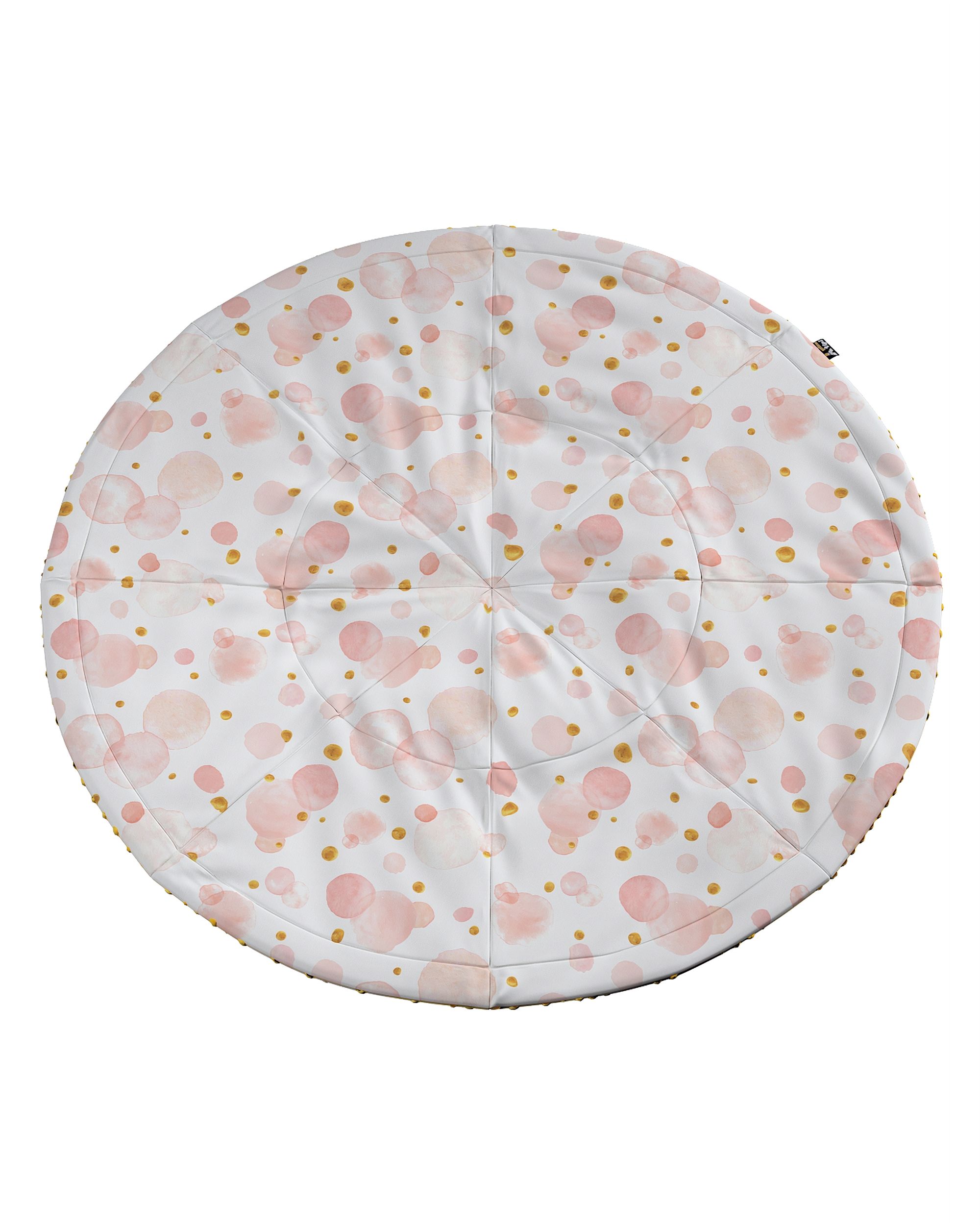 Tapis de jeu rond 130cm couleur rose tissu à motifs
