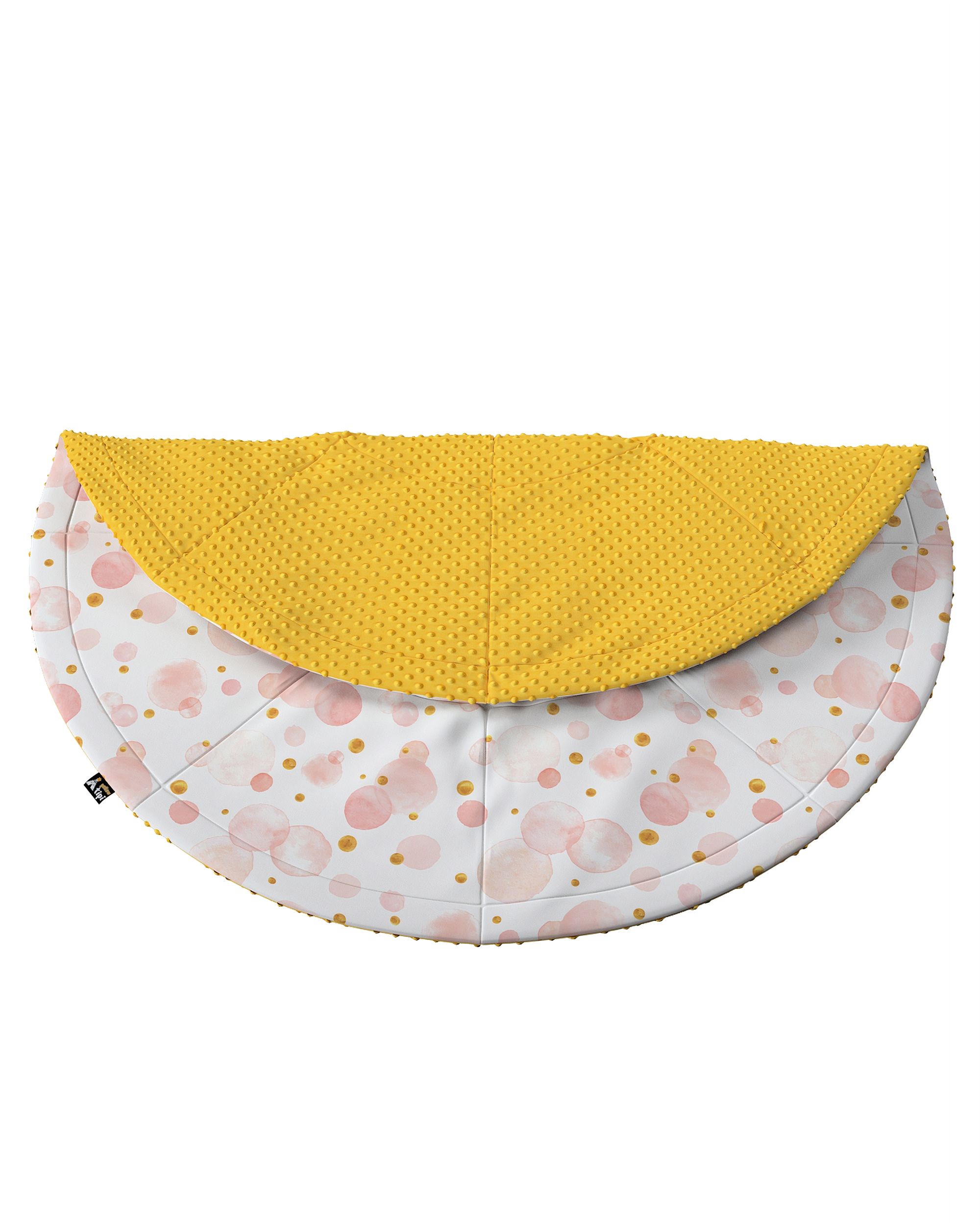 Tapis de jeu rond 130cm couleur rose tissu à motifs (hover)
