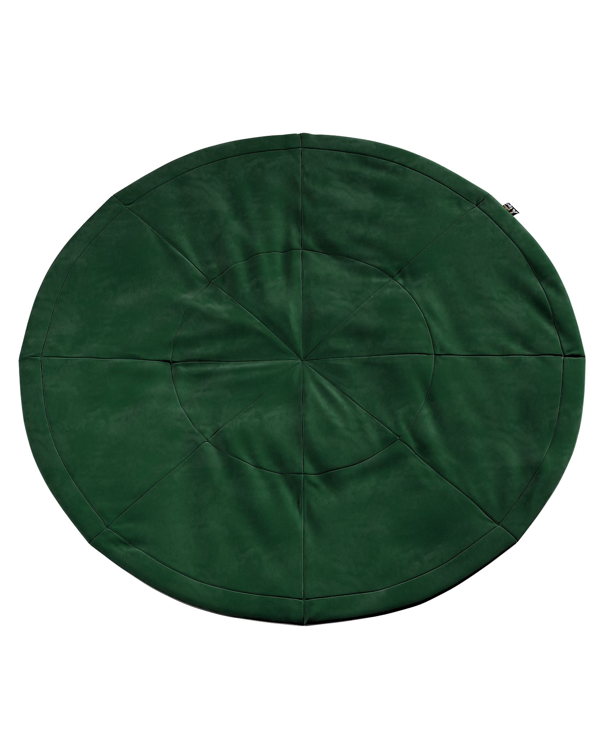 Tapis de jeu rond 130cm couleur vert tissu brillant, velours