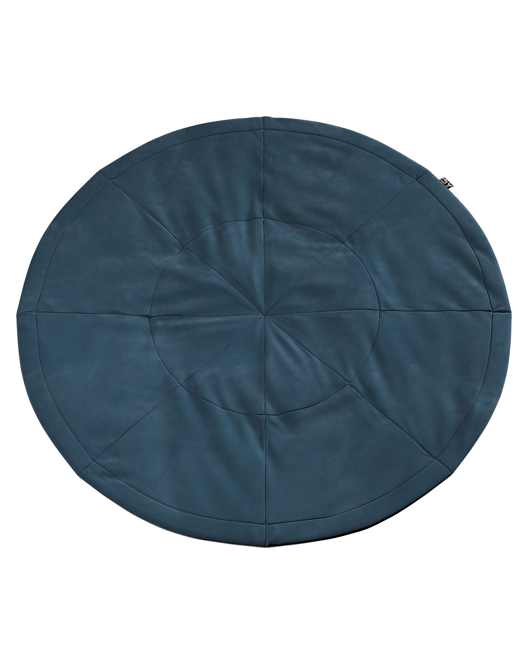 Tapis de jeu rond 130cm couleur bleu tissu brillant, velours