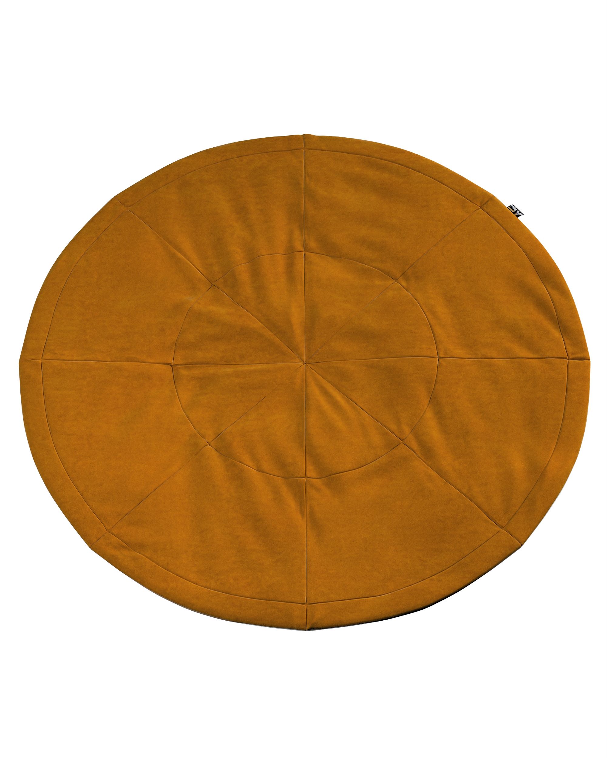 Tapis de jeu rond 130cm couleur jaune tissu brillant, velours
