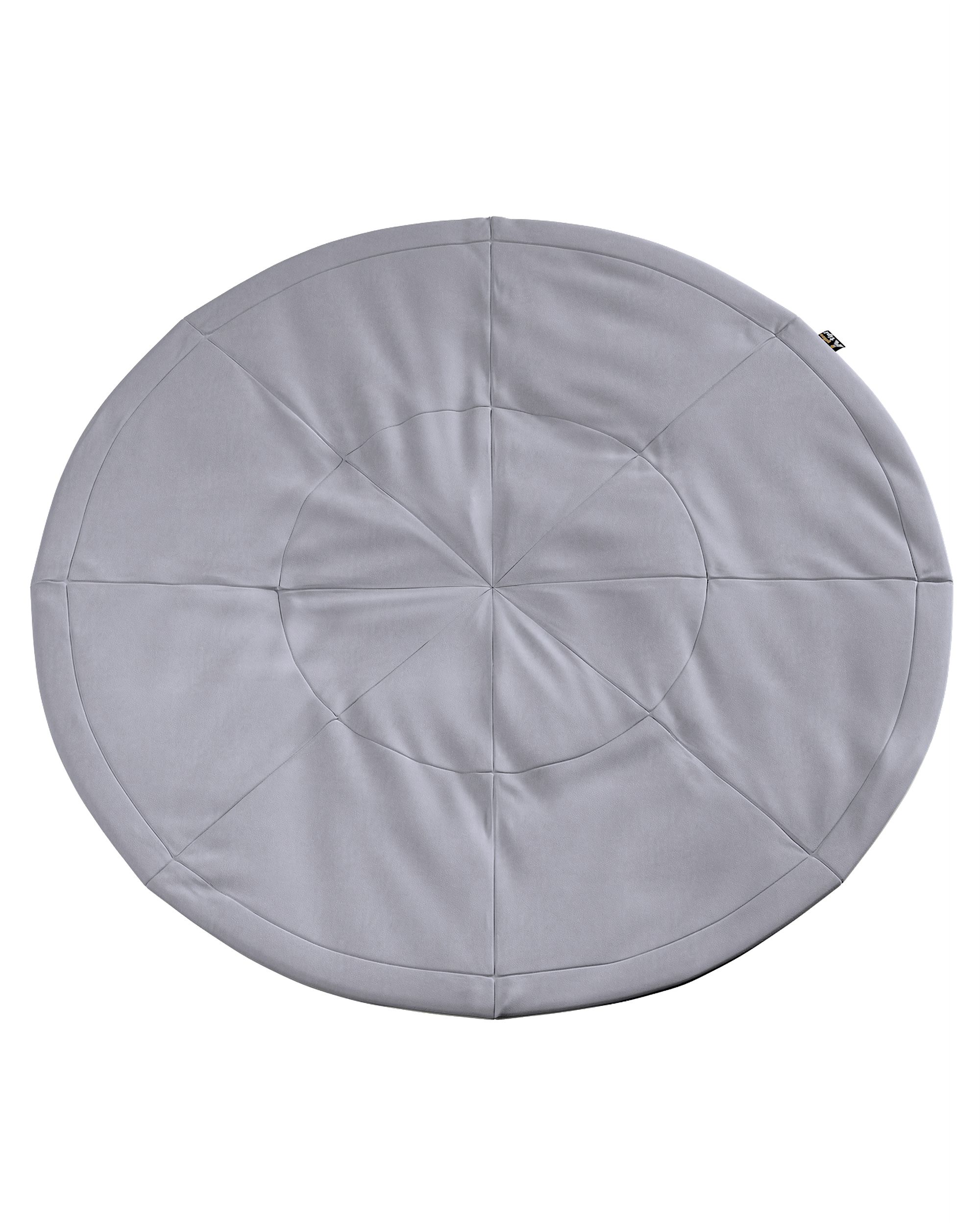 Tapis de jeu rond 130cm couleur gris tissu brillant, velours