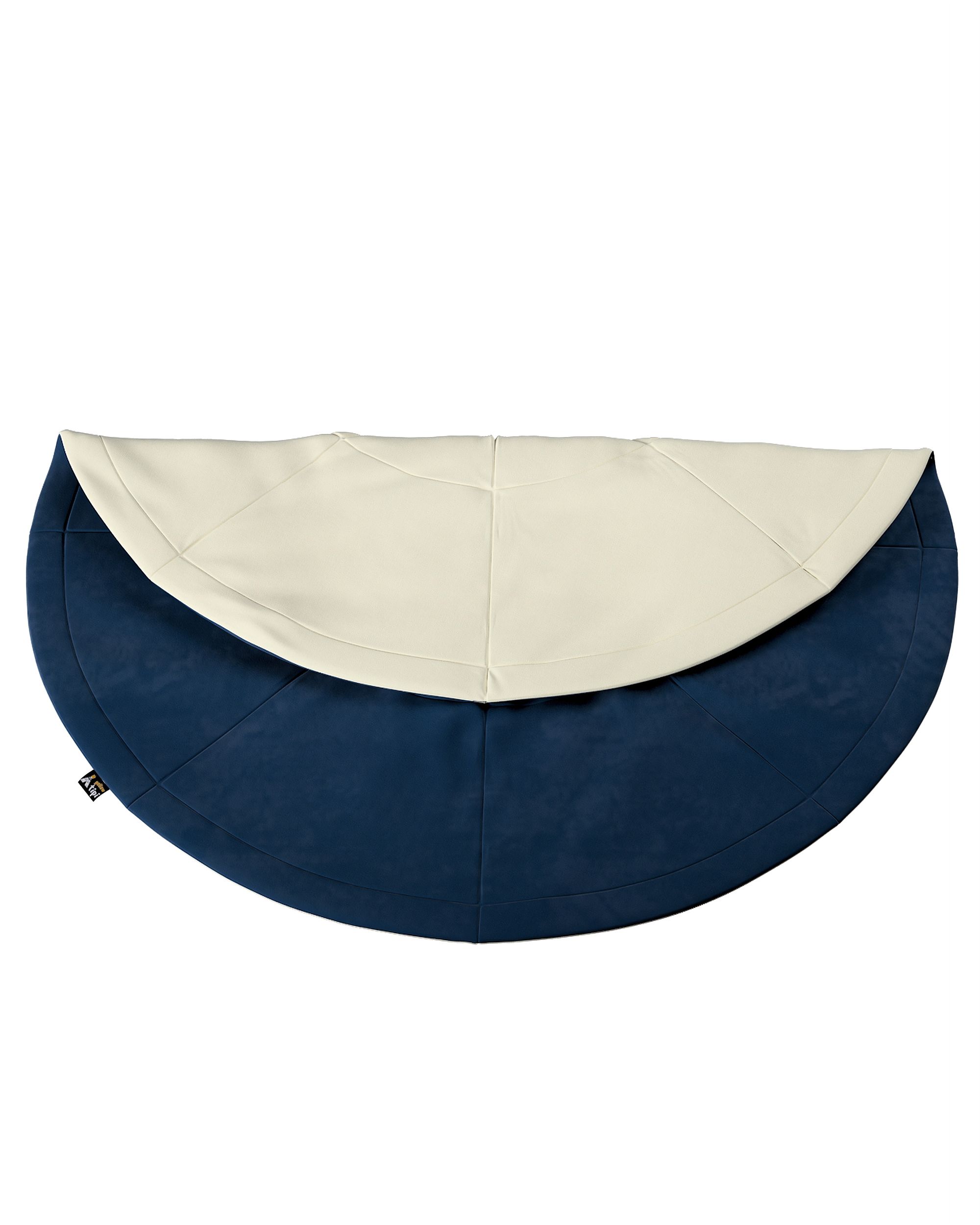 Tapis de jeu rond 130cm couleur bleu marine tissu brillant, velours (hover)