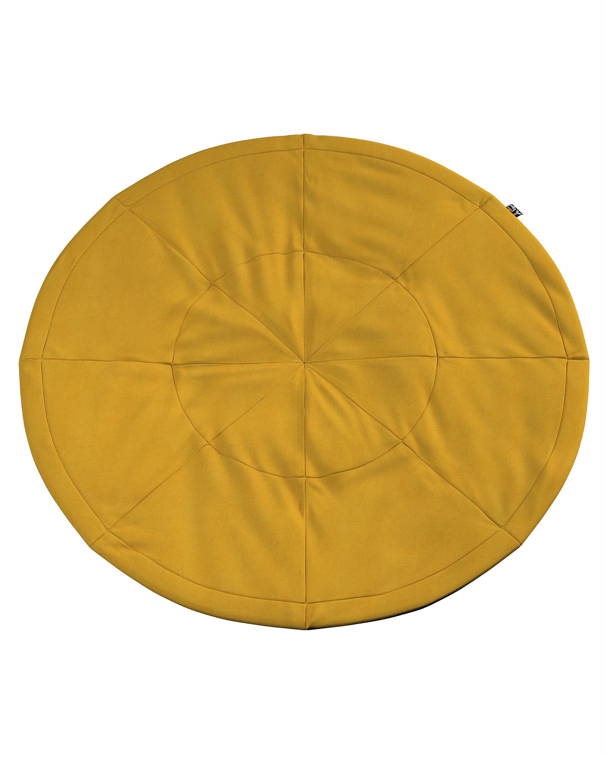 Tapis de jeu rond 130cm couleur jaune tissu tresse