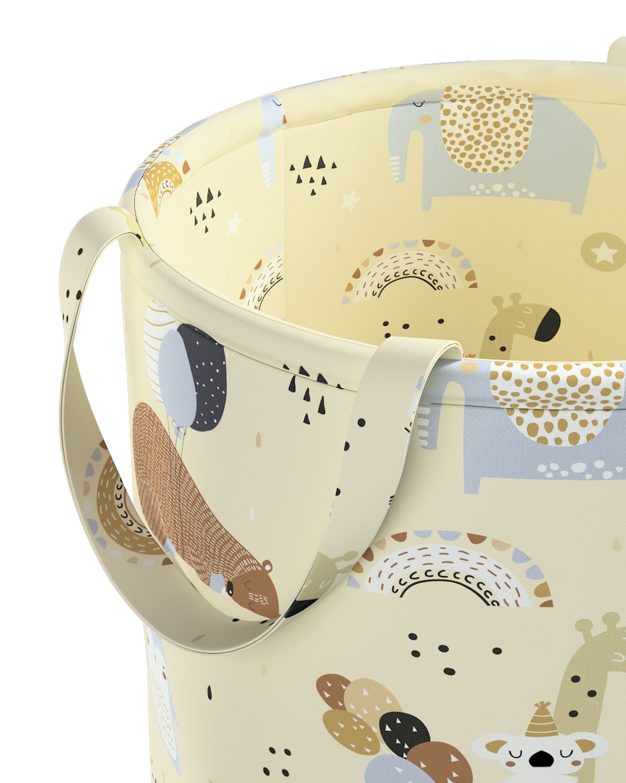 Panier à jouetsTobi couleur beige tissu à motifs (hover)