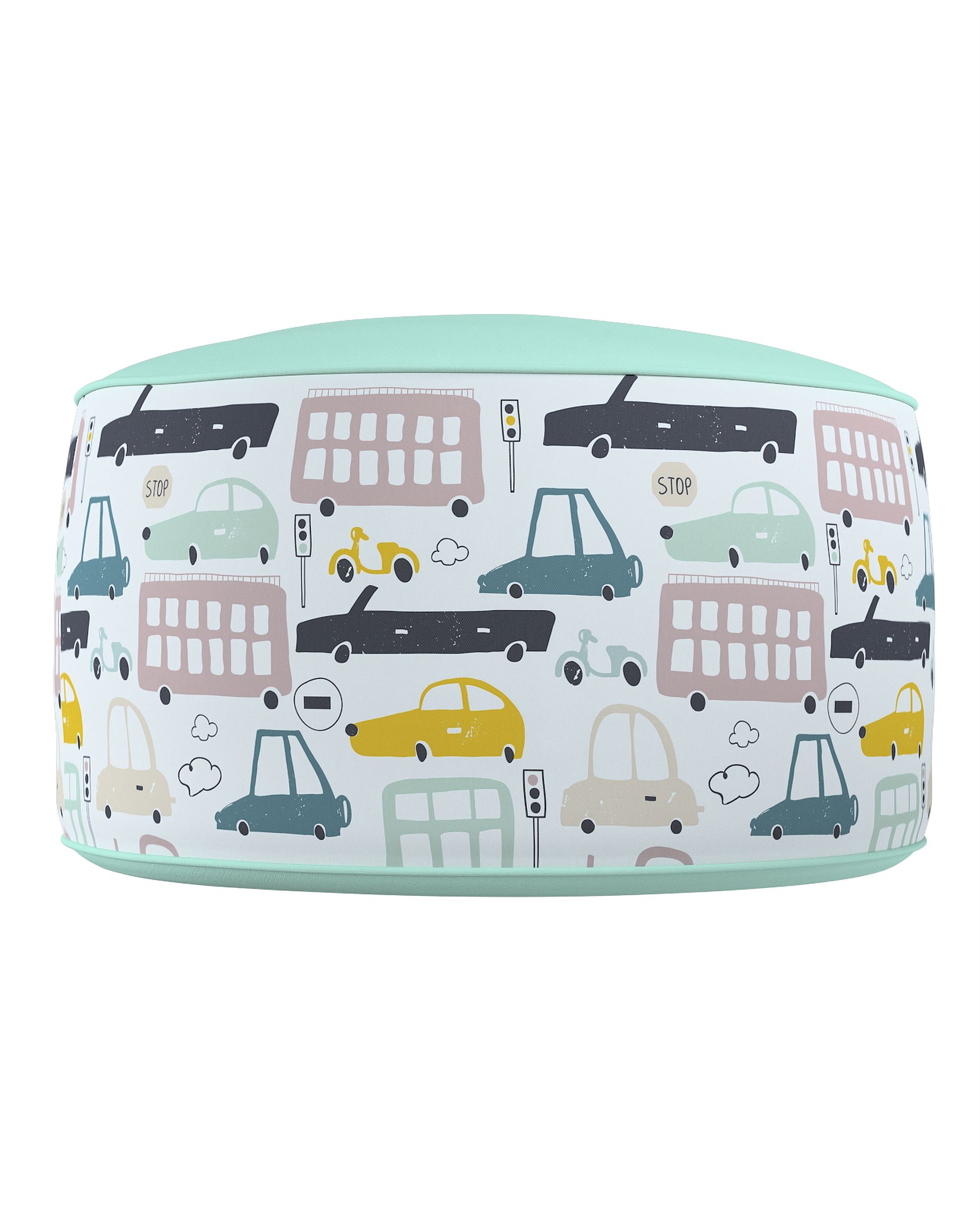 Pouf bicolore Coli couleur beige tissu à motifs (hover)