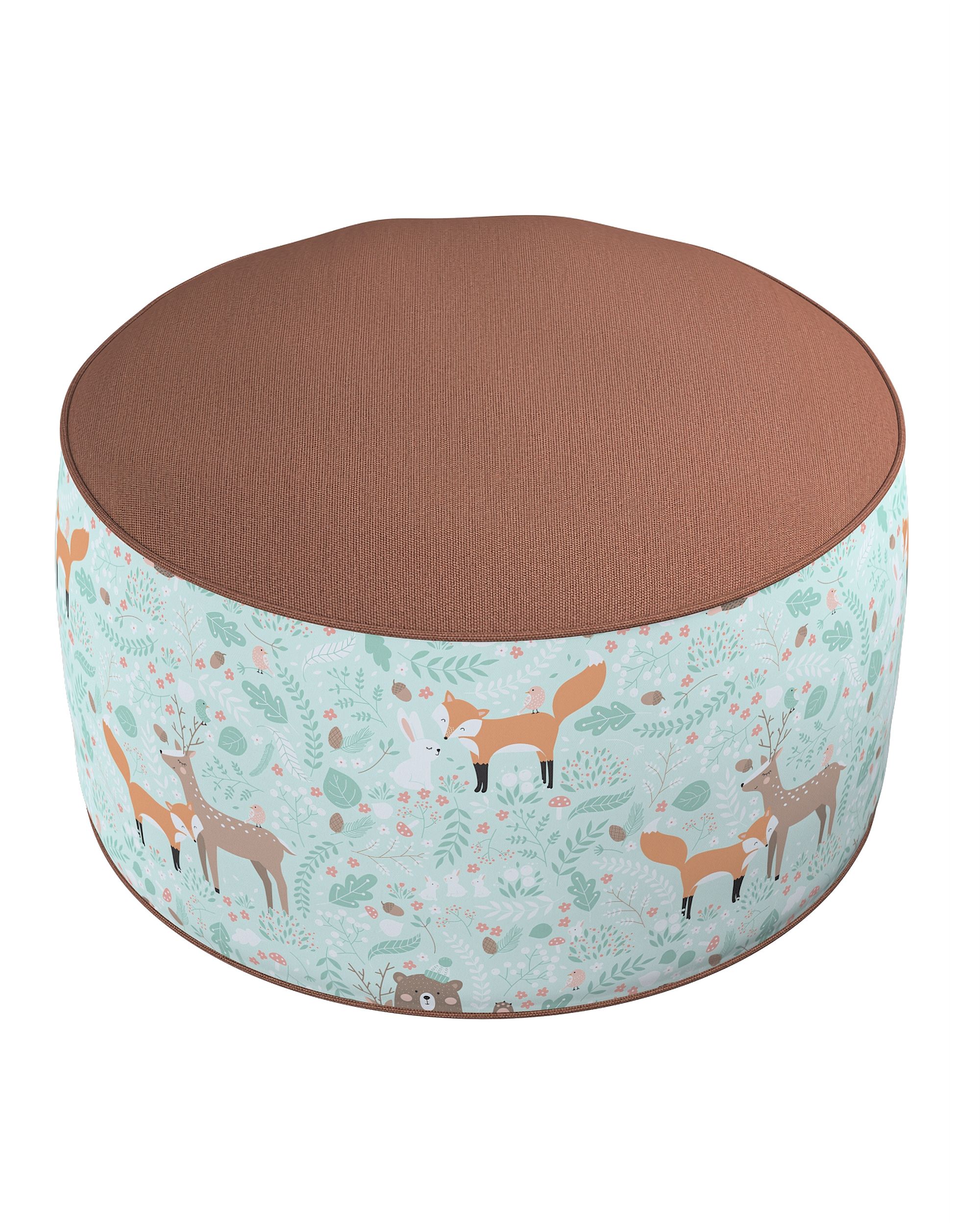 Pouf bicolore Coli couleur vert tissu à motifs