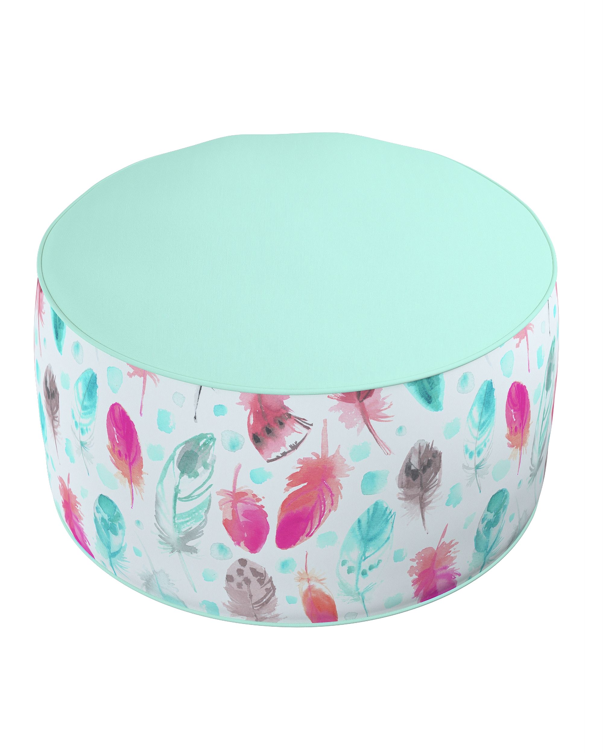Pouf bicolore Coli couleur bleu tissu à motifs