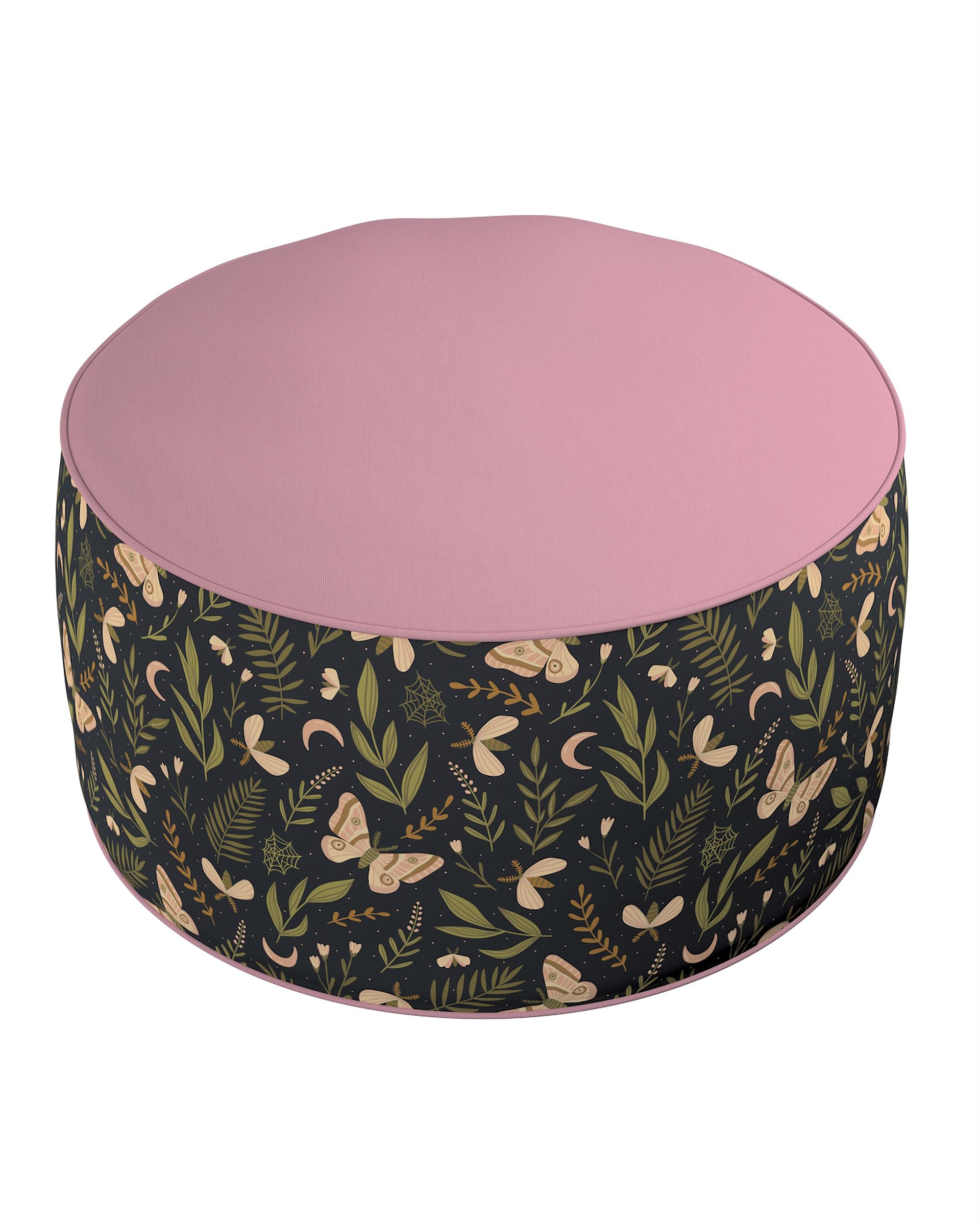 Pouf bicolore Coli couleur noir tissu à motifs