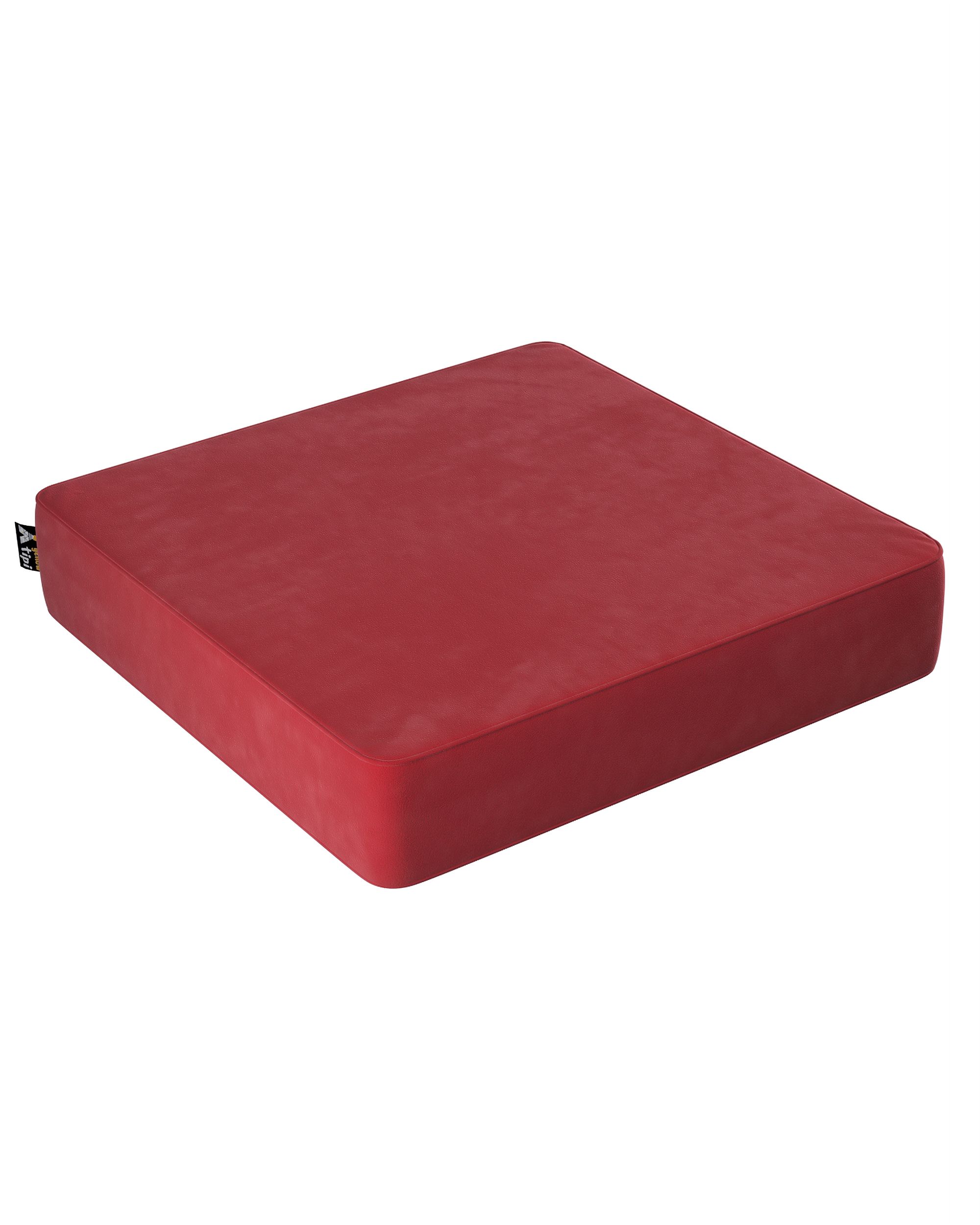Pouf Square couleur rouge tissu brillant, velours