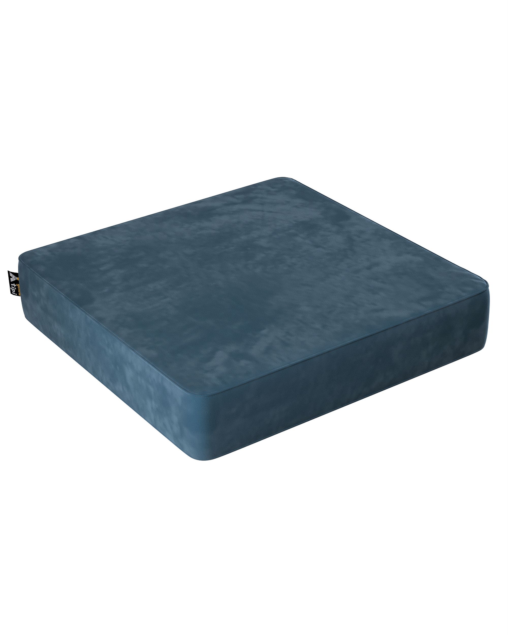 Pouf Square couleur bleu tissu brillant, velours