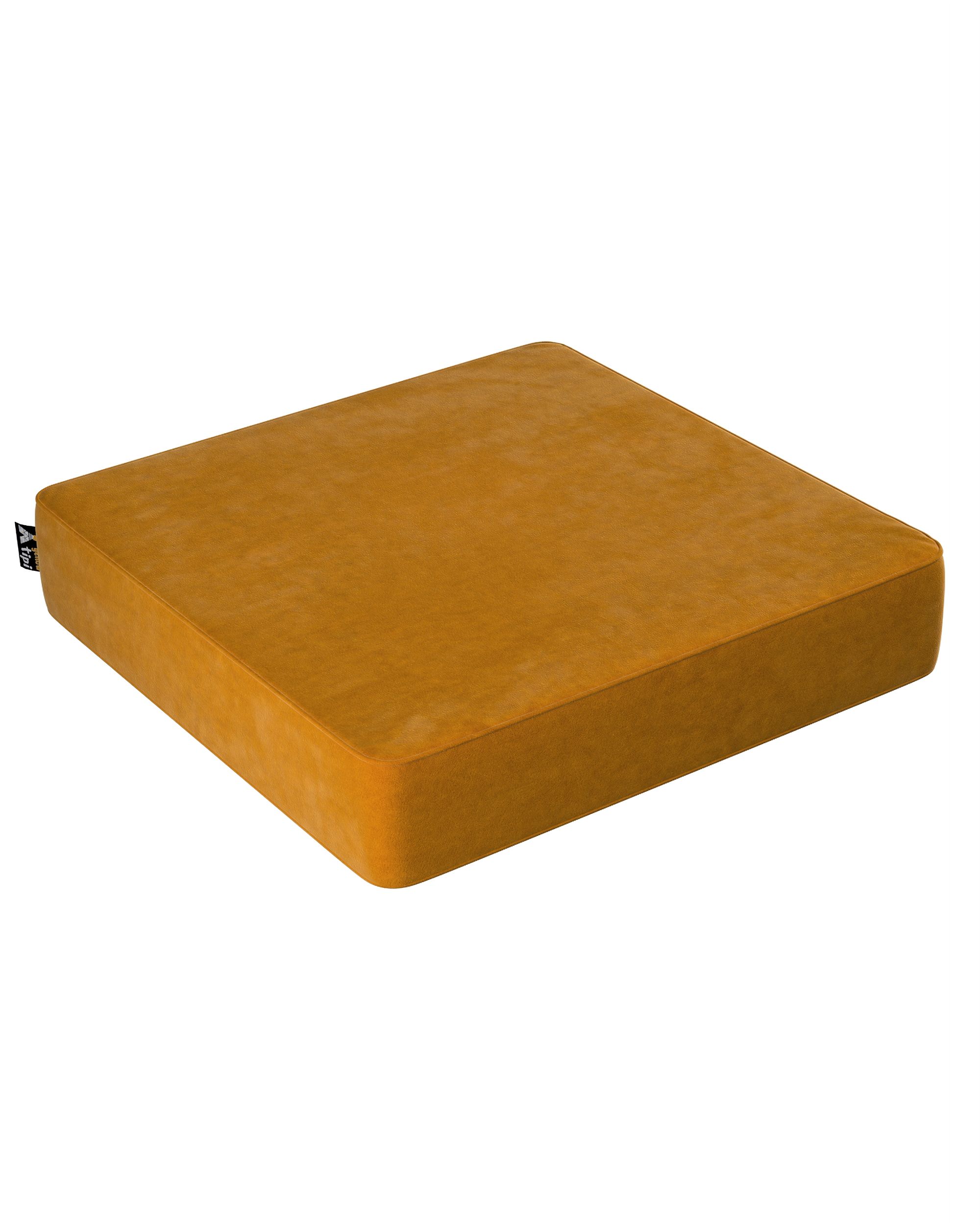Pouf Square couleur jaune tissu brillant, velours